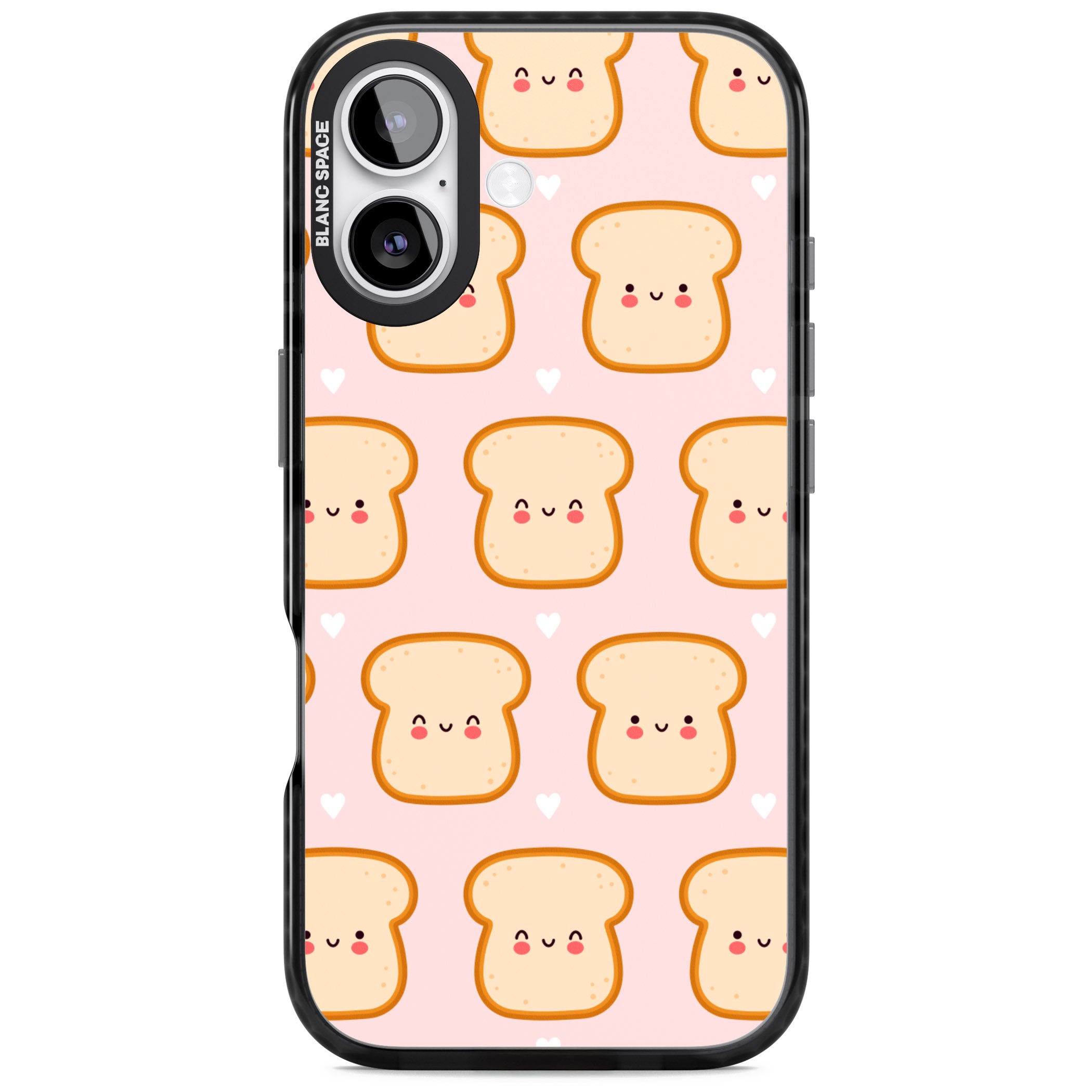 Bread Faces Kawaii Pattern iPhone 17 Impact Black Phone Case