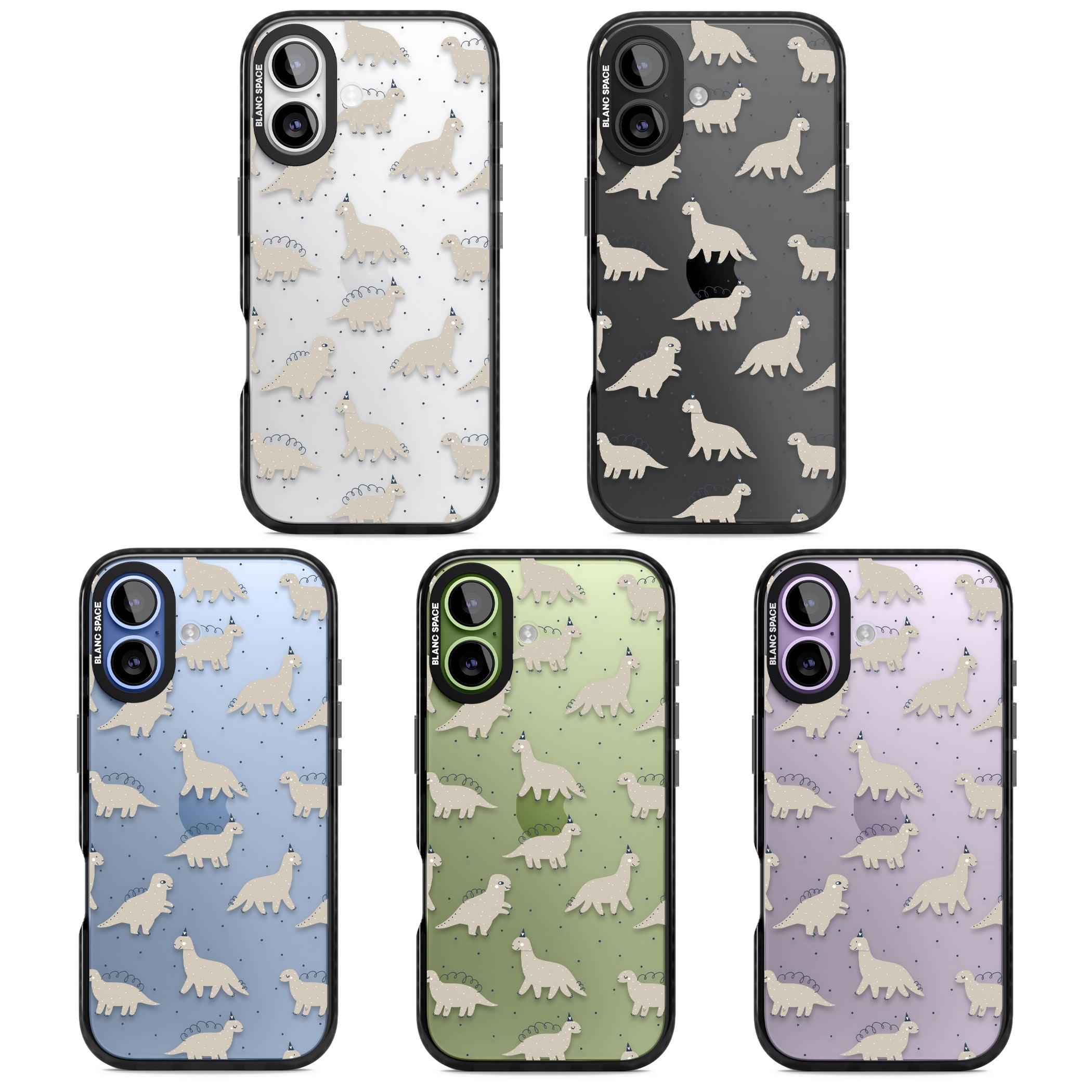 Adorable Dino Pattern iPhone 17 Impact Black Phone Case APT Impact Protection