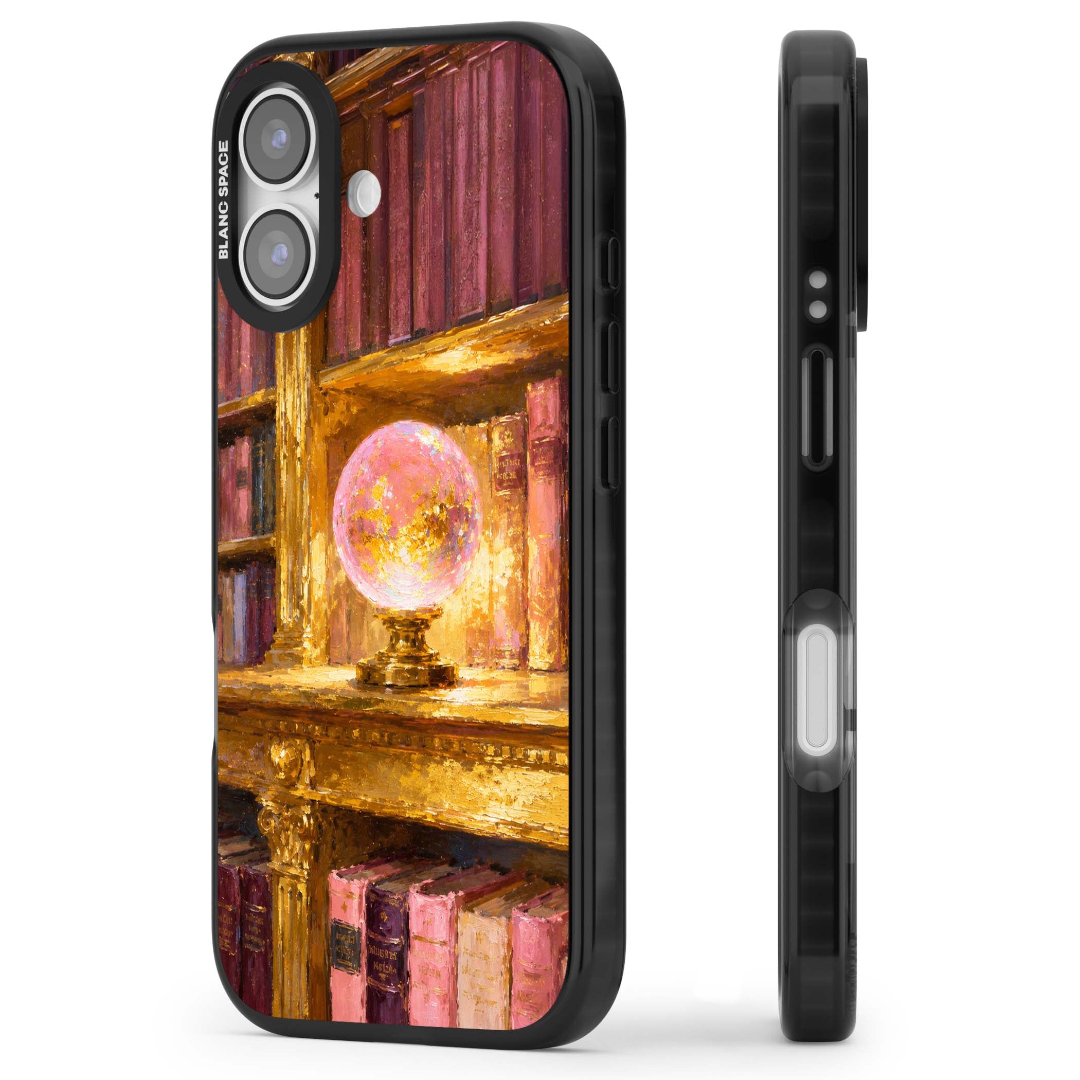 Gilded Library dark academia iPhone case featuring an oil painted crystal ball on a gilded library shelf with vintage | Clear Impact case for iPhone 17
