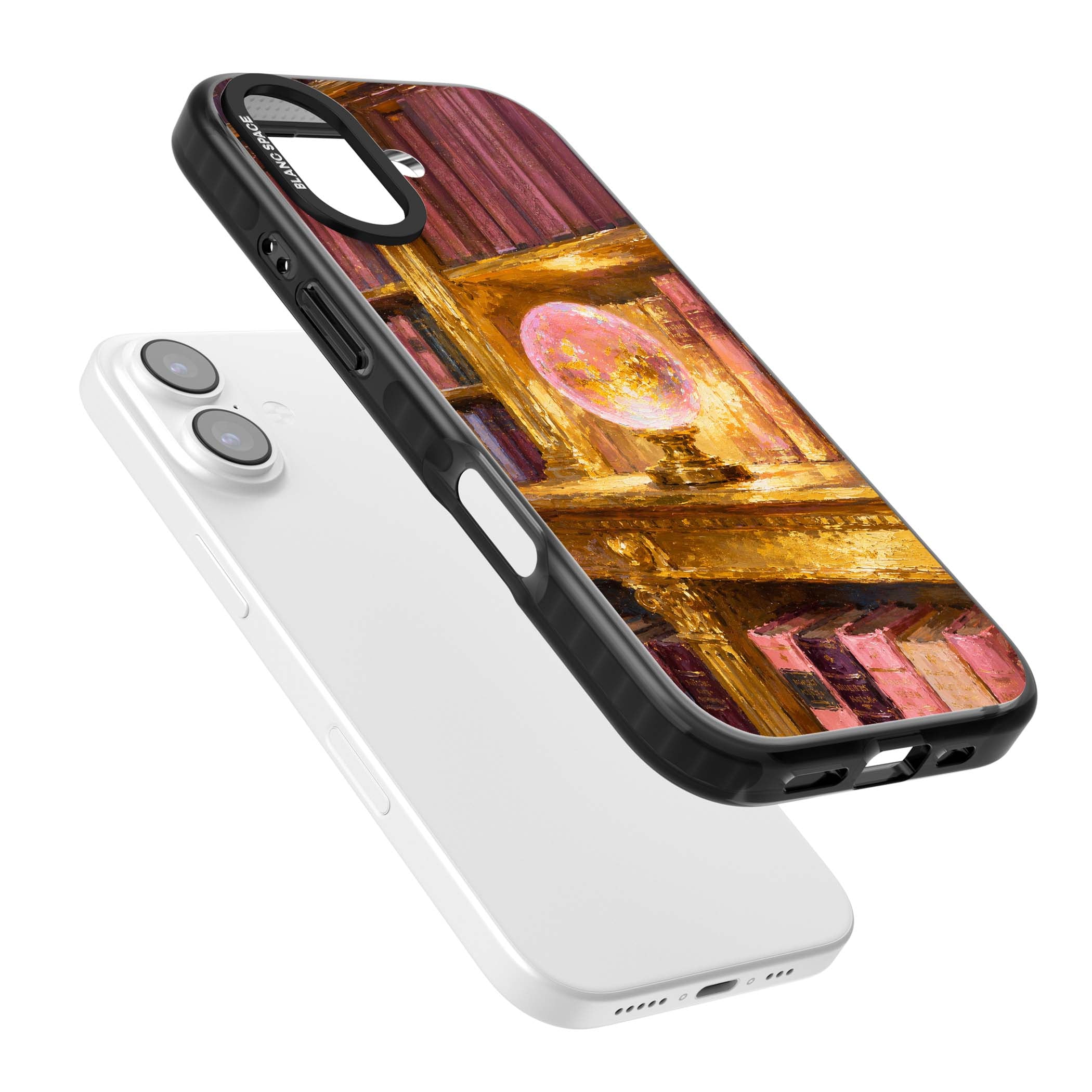Gilded Library dark academia iPhone case featuring an oil painted crystal ball on a gilded library shelf with vintage | Clear Impact case for iPhone 17