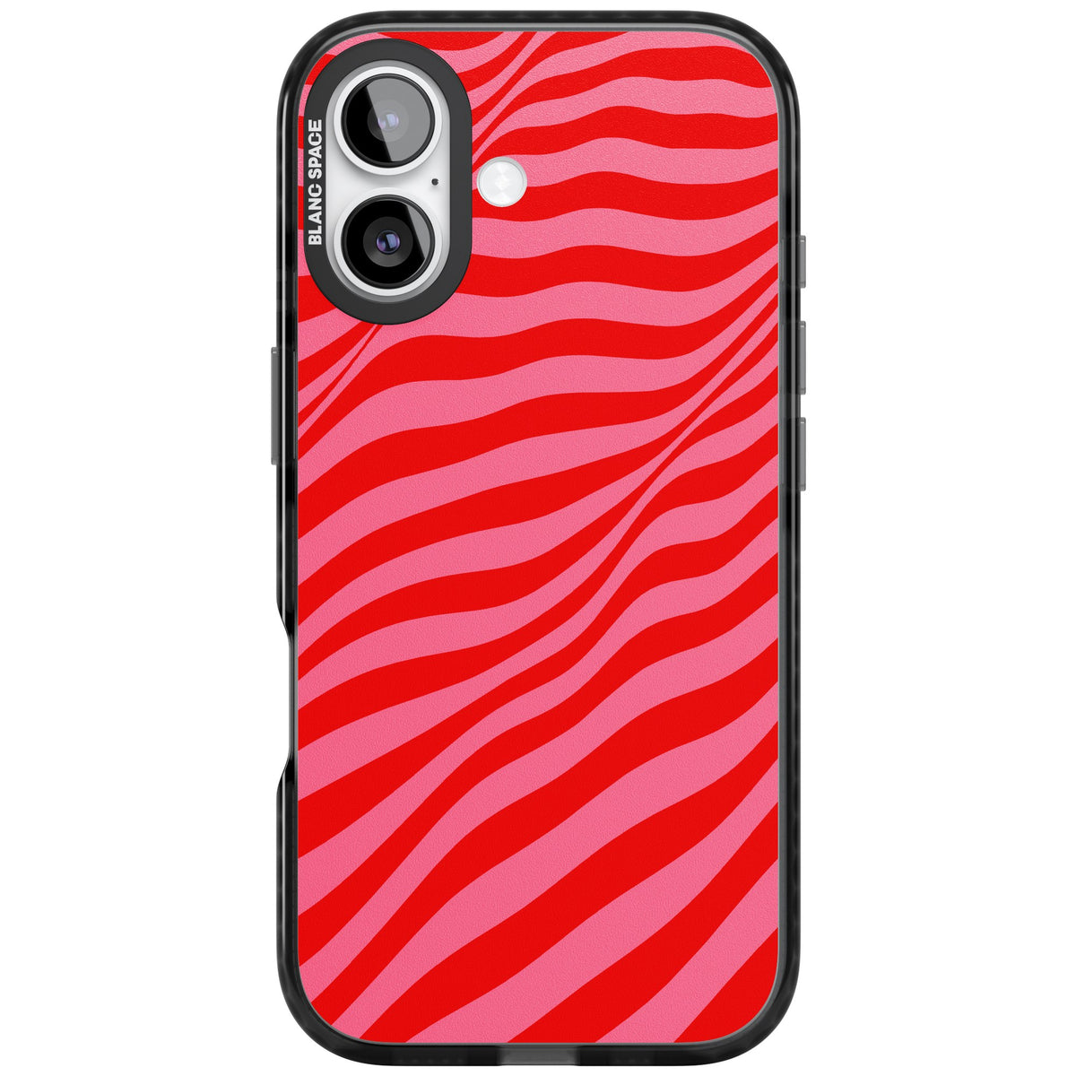 Raspberry Ripple iPhone 16 / iPhone 16 Plus / iPhone 17 Impact Black Phone Case front