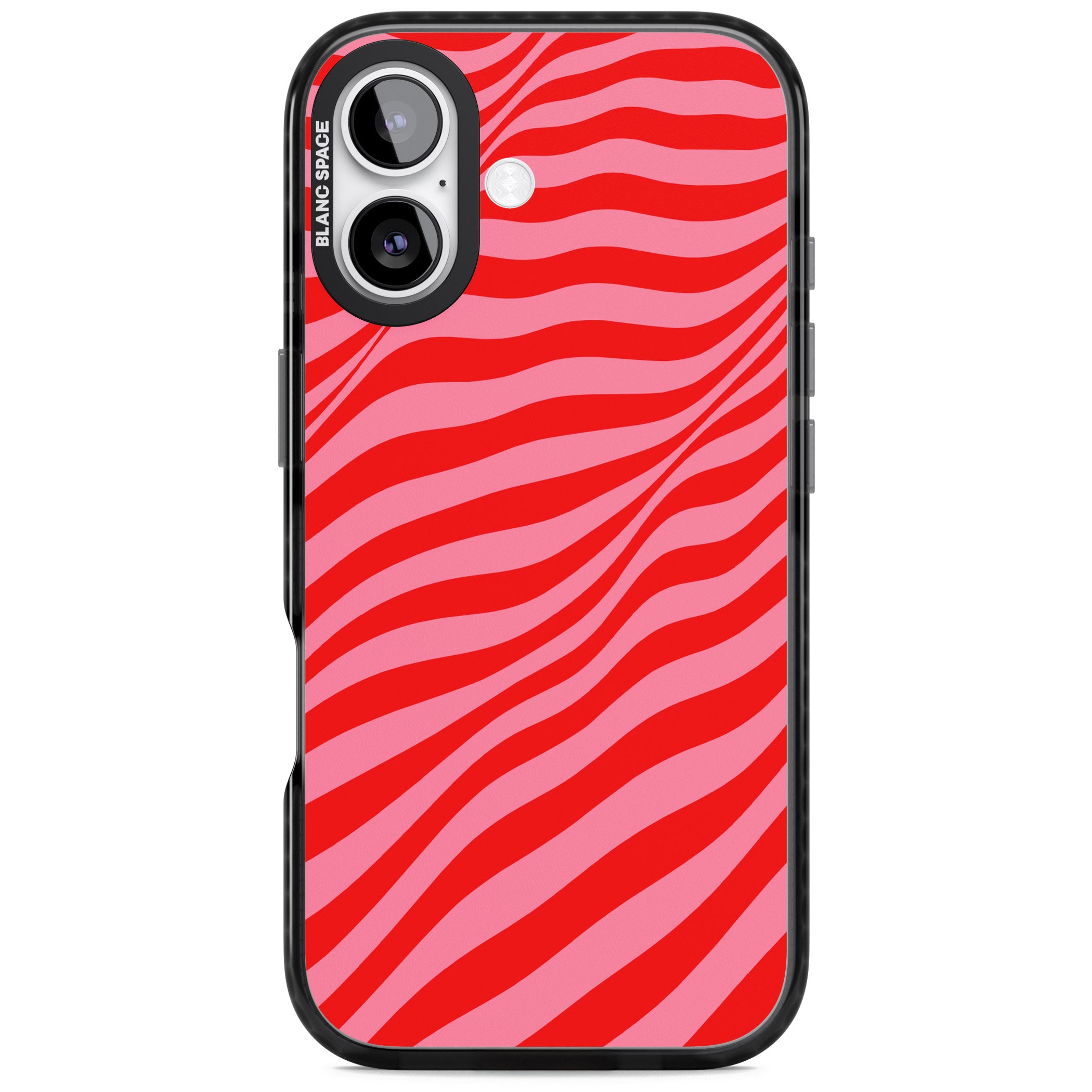 Pink & Red Distorted Line iPhone 17 Impact Black Phone Case