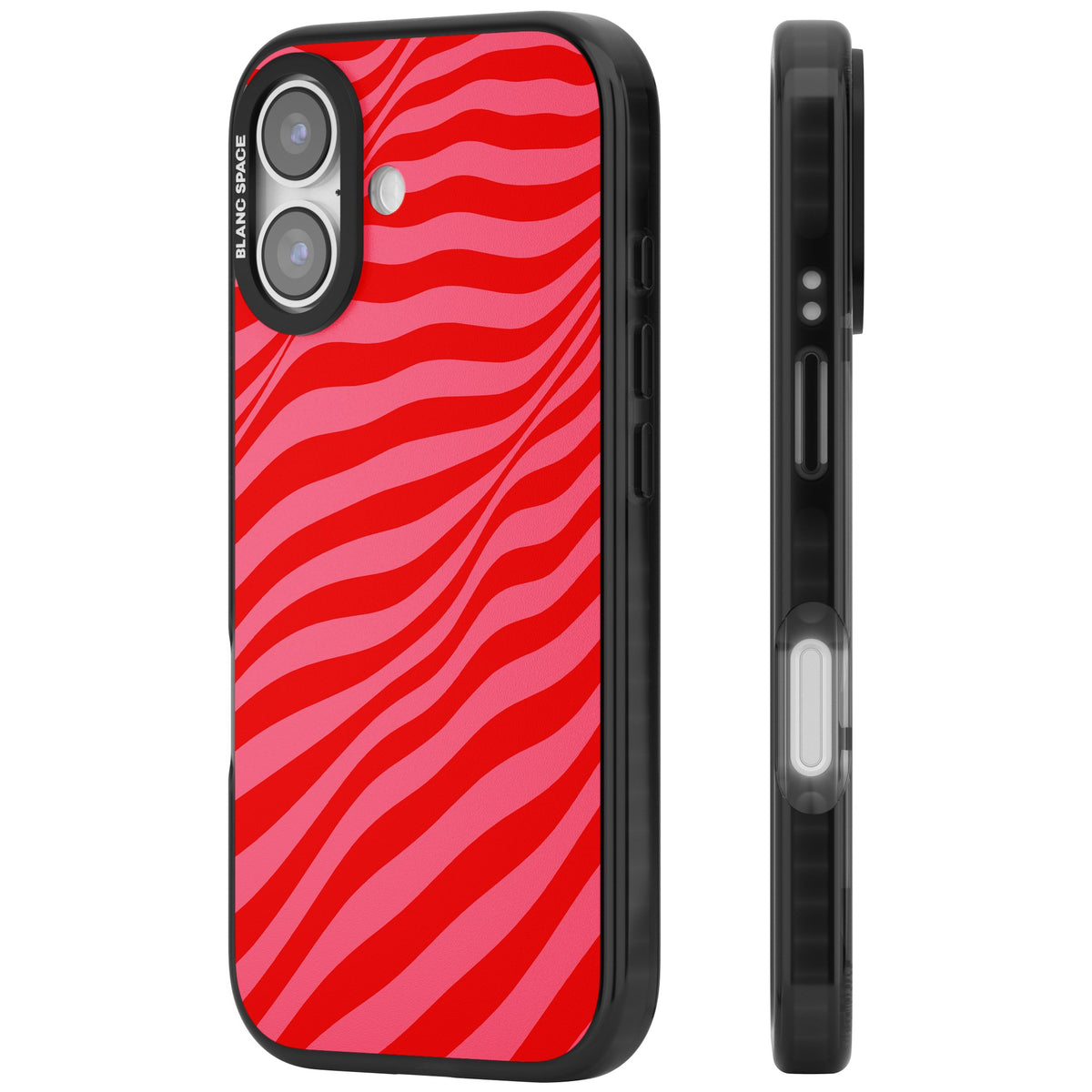 Raspberry Ripple iPhone 16 / iPhone 16 Plus / iPhone 17 Impact Black Phone Case side