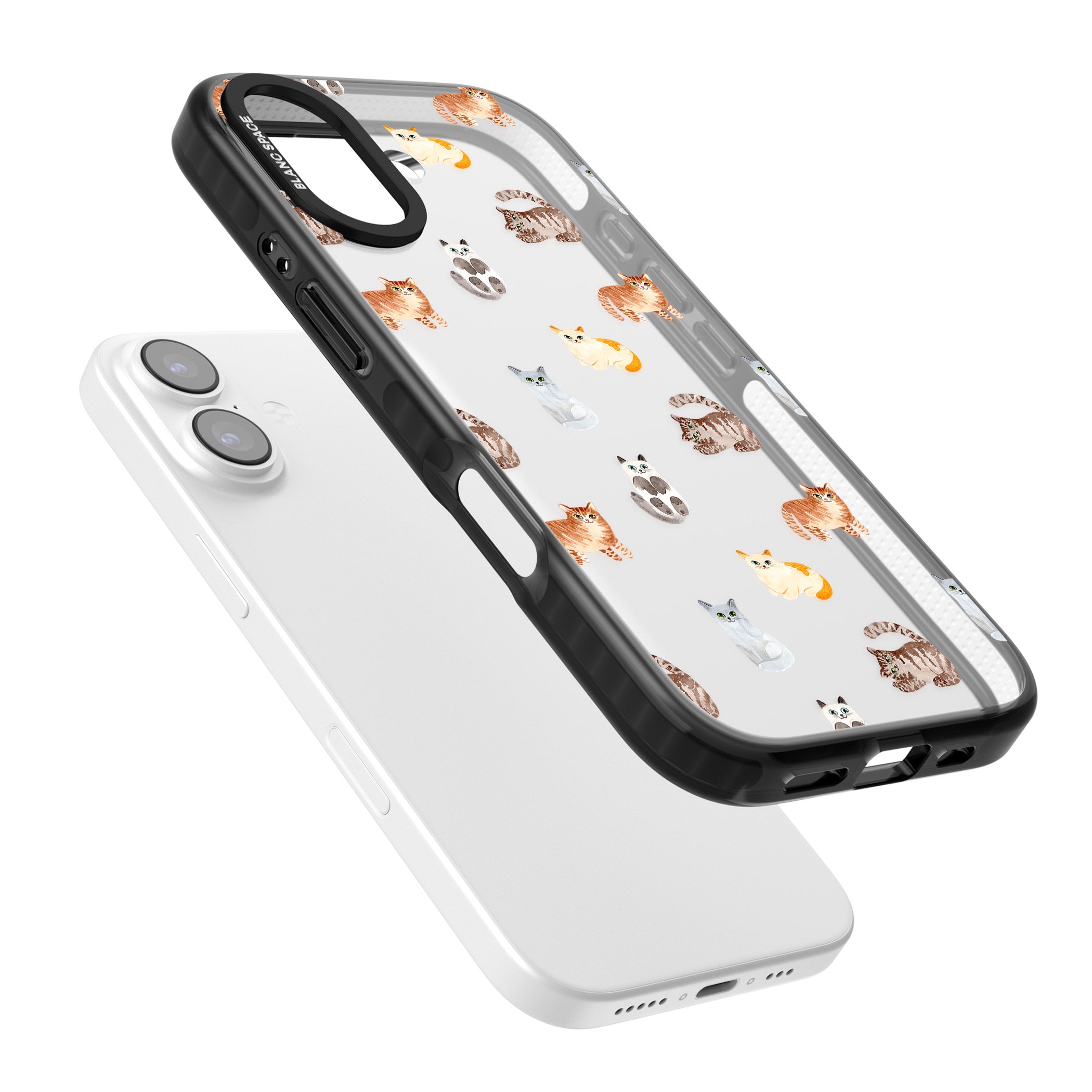 Cute Cat Pattern Classic iPhone 17 Impact Black Phone Case Colours