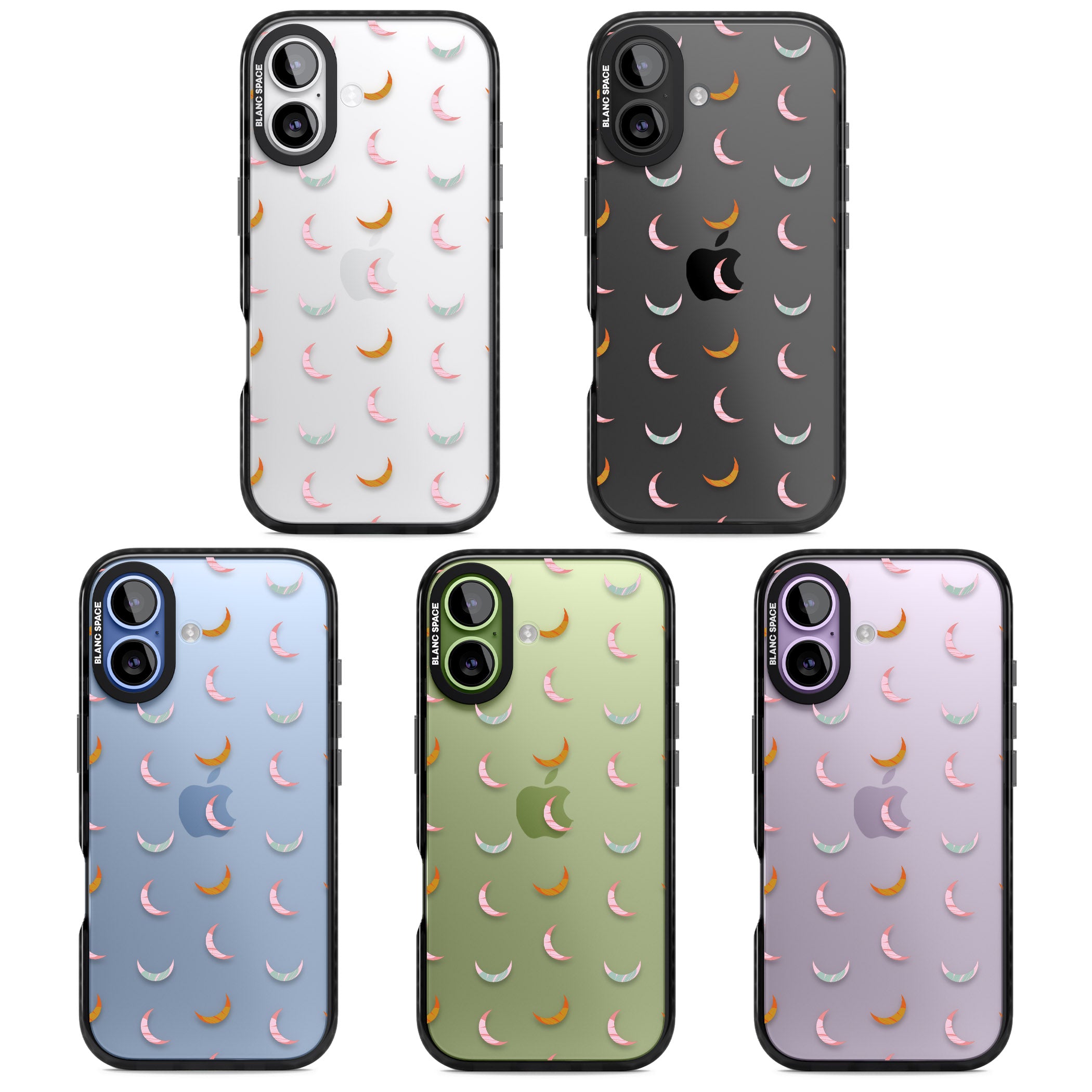 Colourful Crescent Moons iPhone 17 Impact Black Phone Case APT Impact Protection