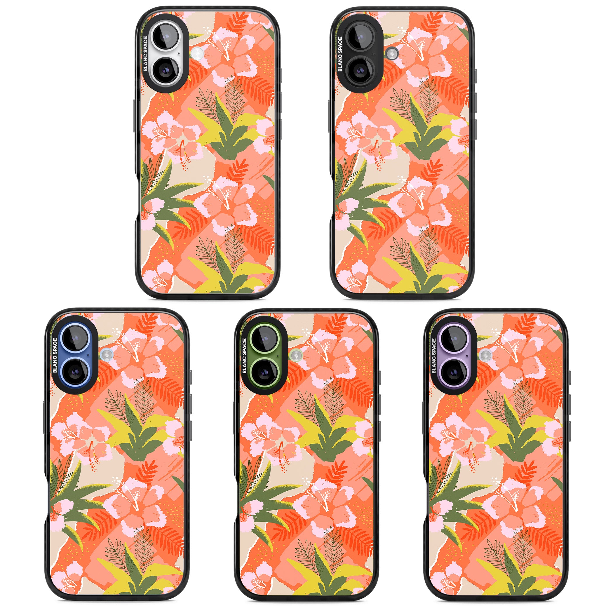 Hawaiian Flowers Abstract Pattern iPhone 17 Impact Pro Black Phone Case APT Impact Protection