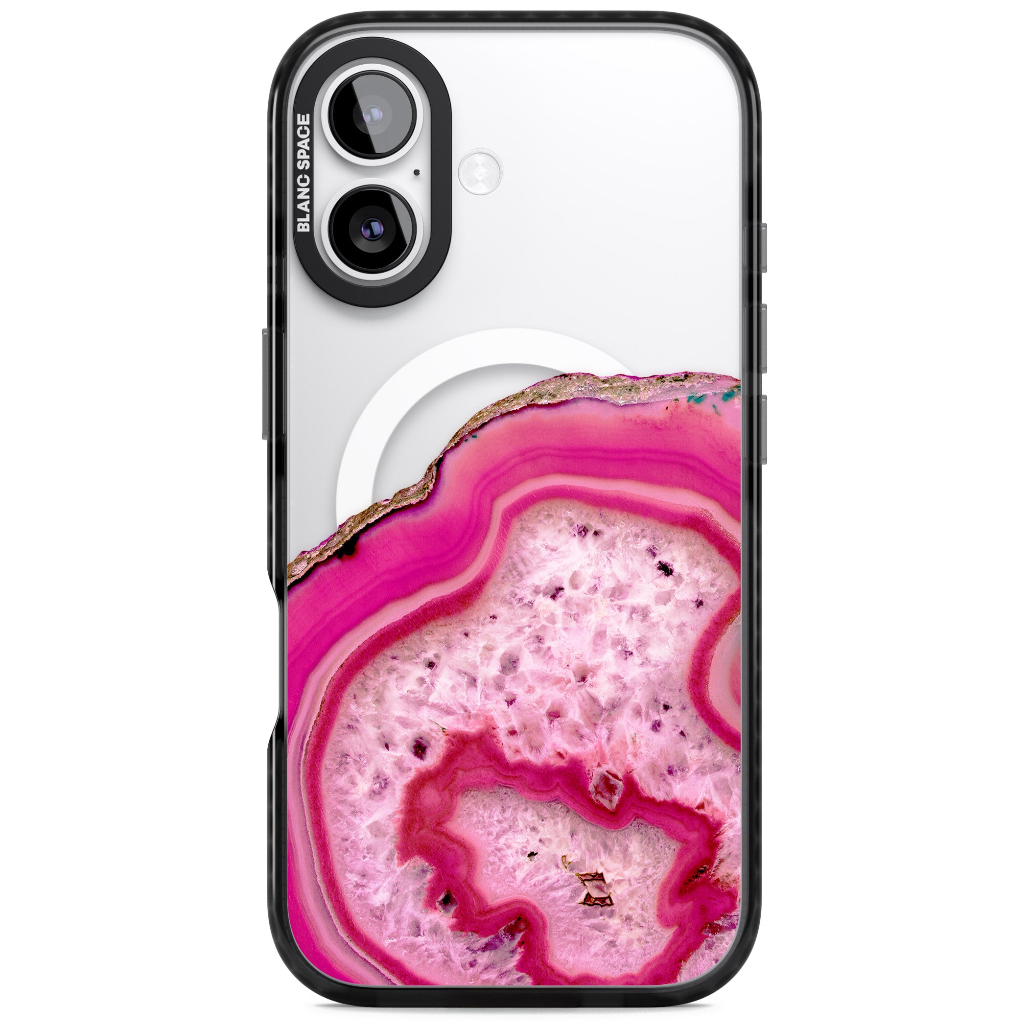Pink Geode Crystal iPhone 17 Impact Pro Black Phone Case