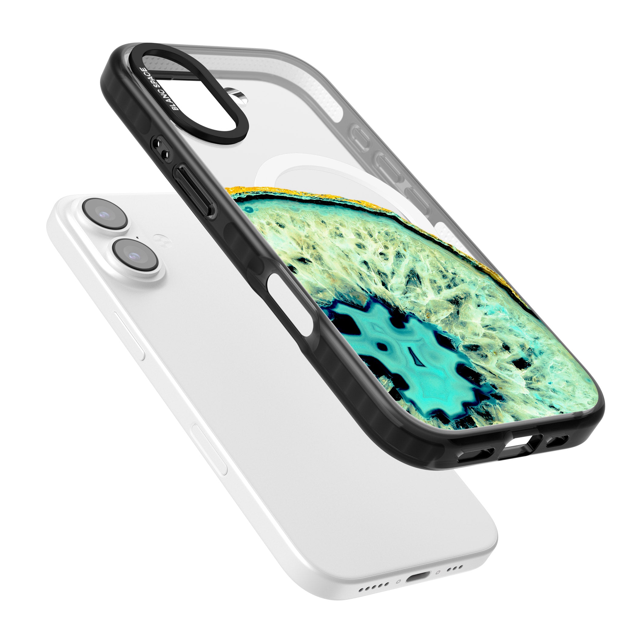 Turquoise Geode Crystal iPhone 17 Impact Pro Black Phone Case Colours