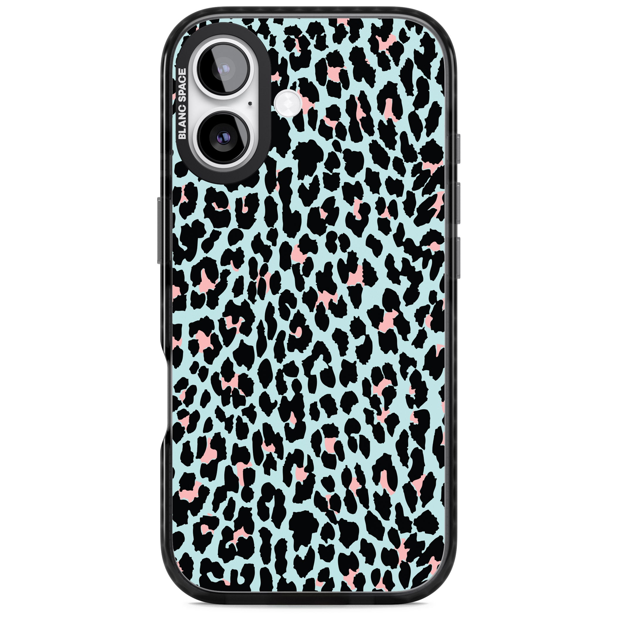 Pastel Blue & Pink Leopard Print iPhone 17 Impact Pro Black Phone Case