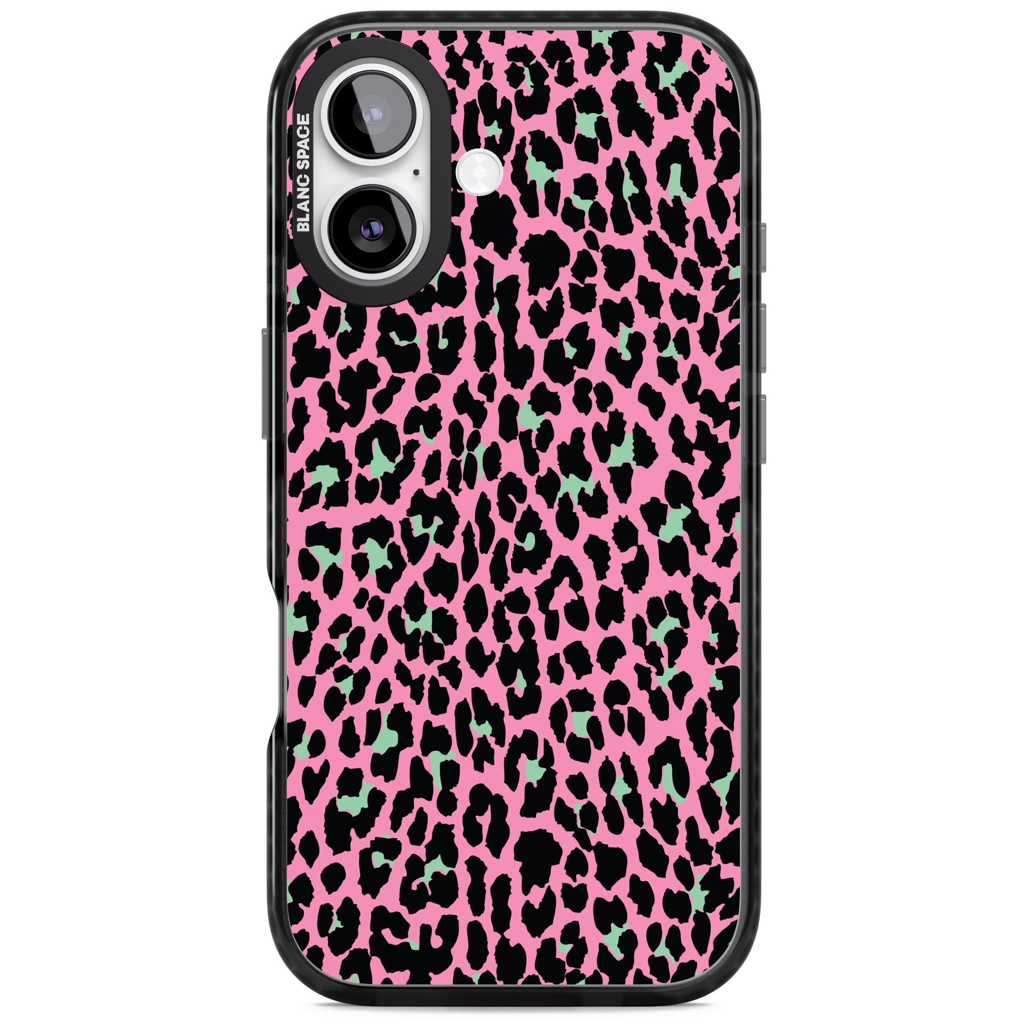 Pink & Green Leopard iPhone 17 Impact Pro Black Phone Case