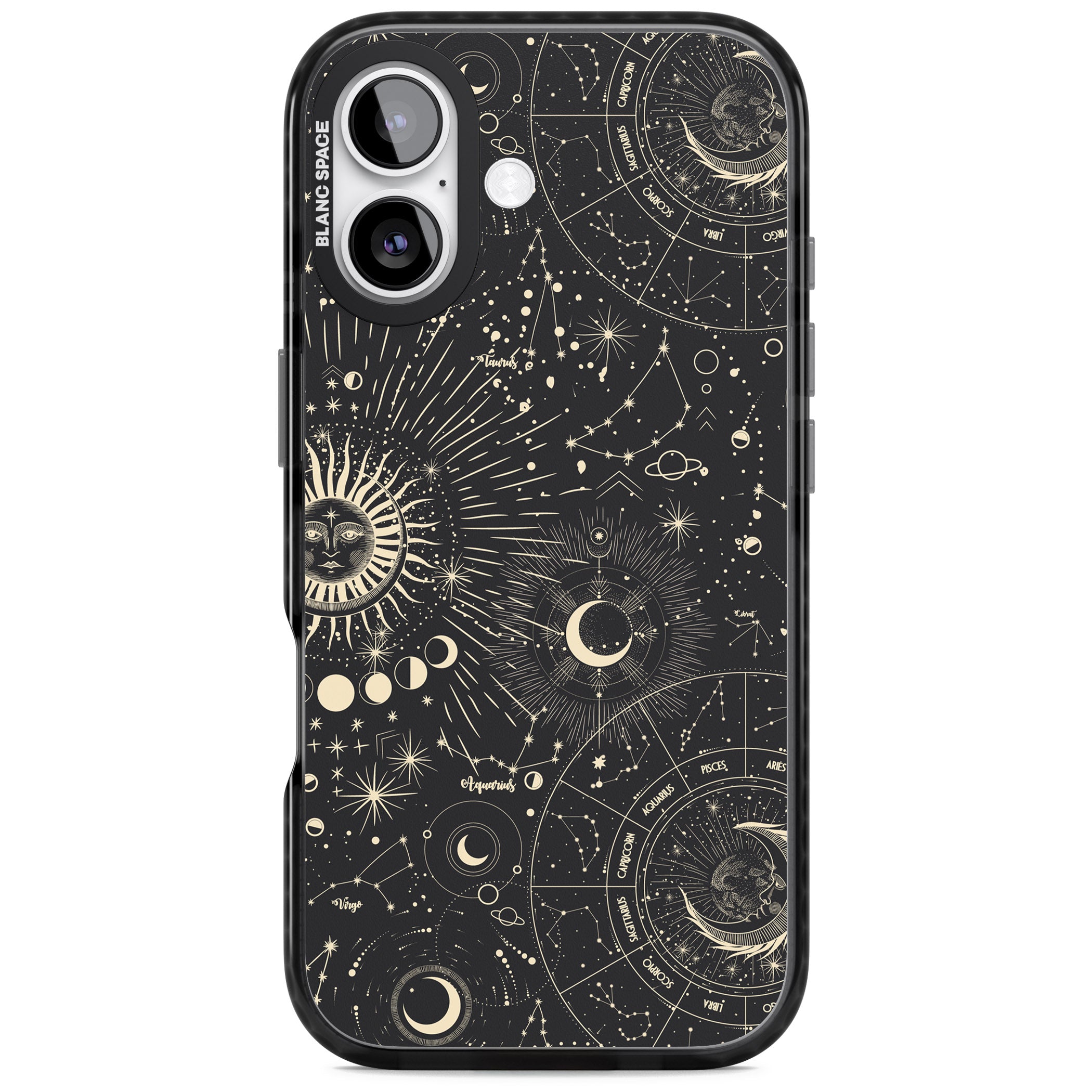 Suns & Zodiac Celestial Chart iPhone 17 Impact Pro Black Phone Case