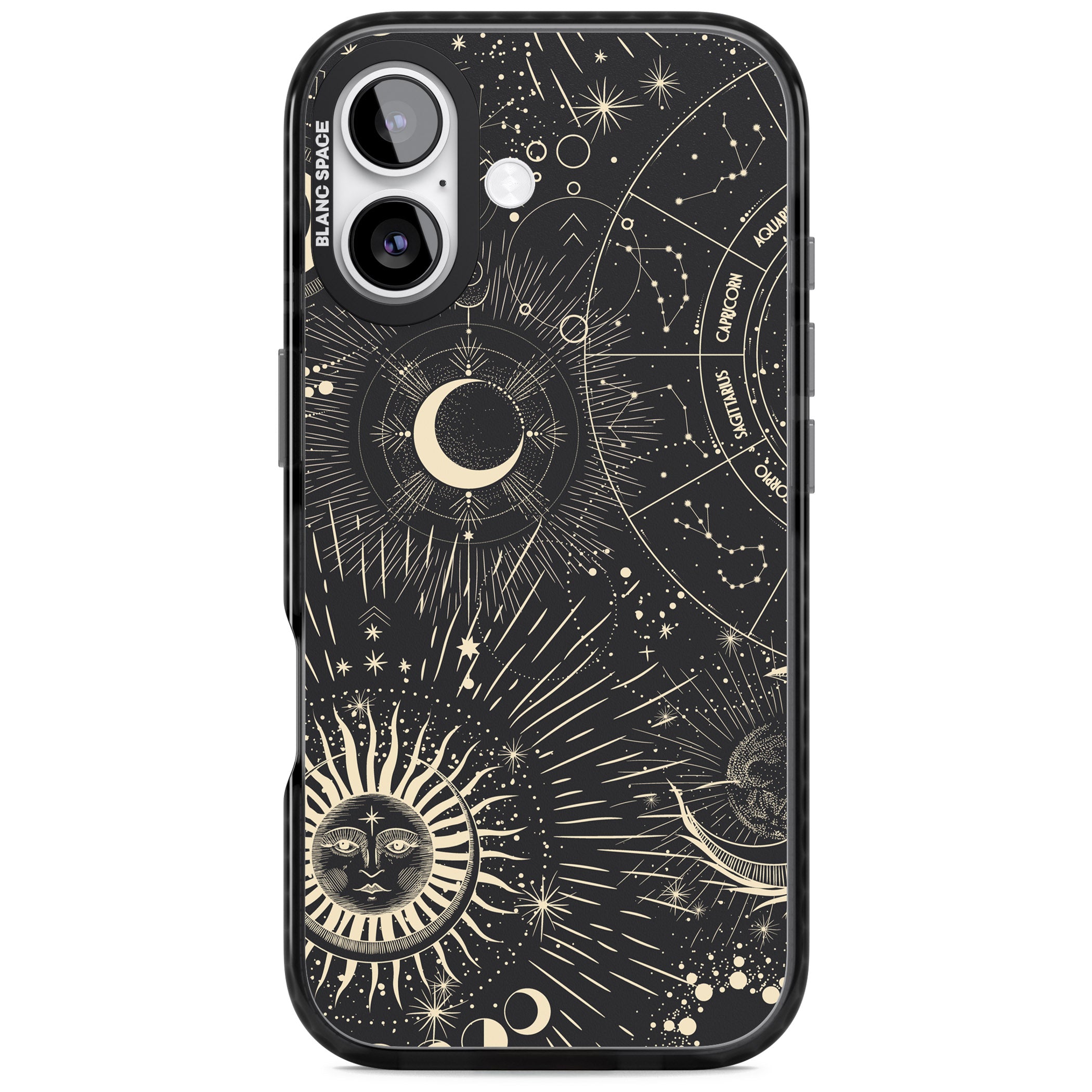 Cosmic Sun & Symbols Zodiac iPhone 17 Impact Pro Black Phone Case