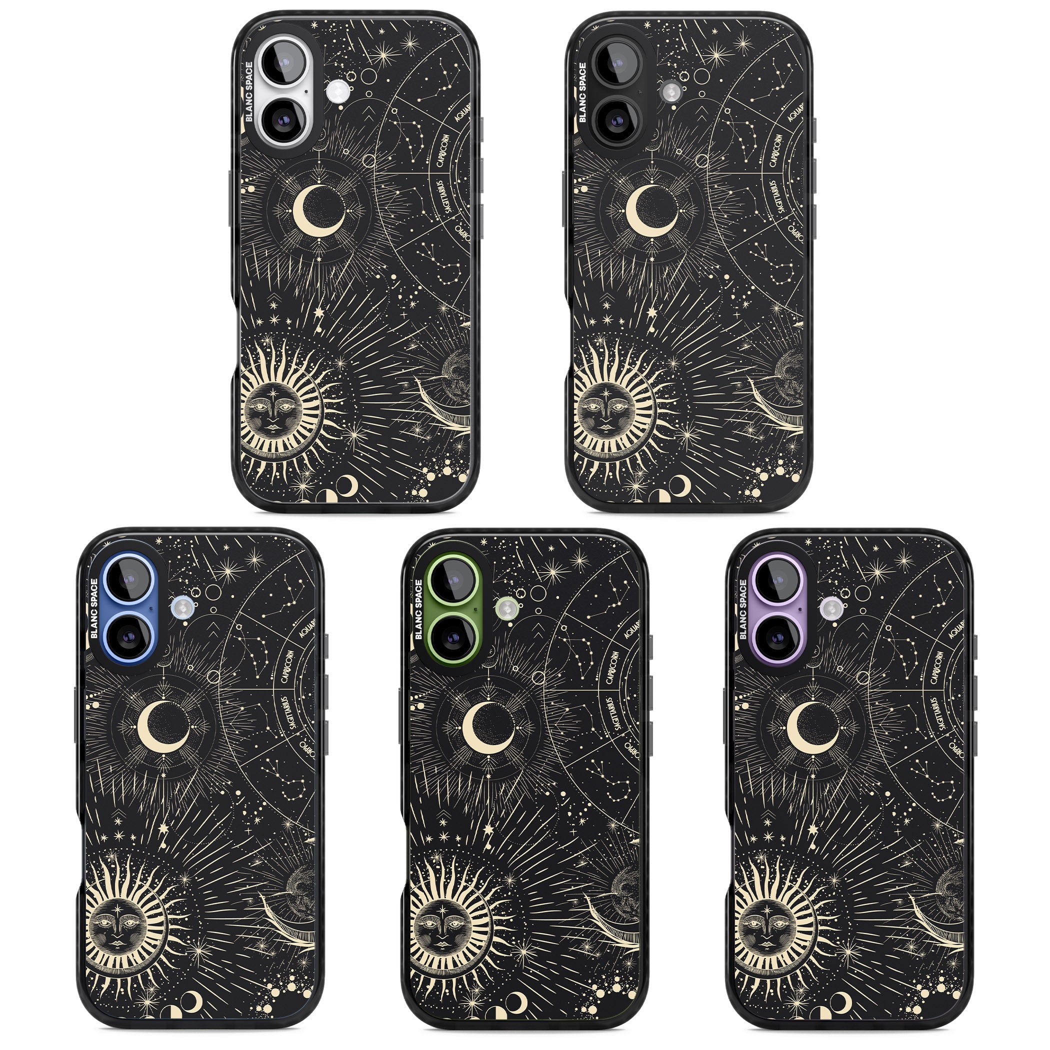 Cosmic Sun & Symbols Zodiac iPhone 17 Impact Pro Black Phone Case APT Impact Protection