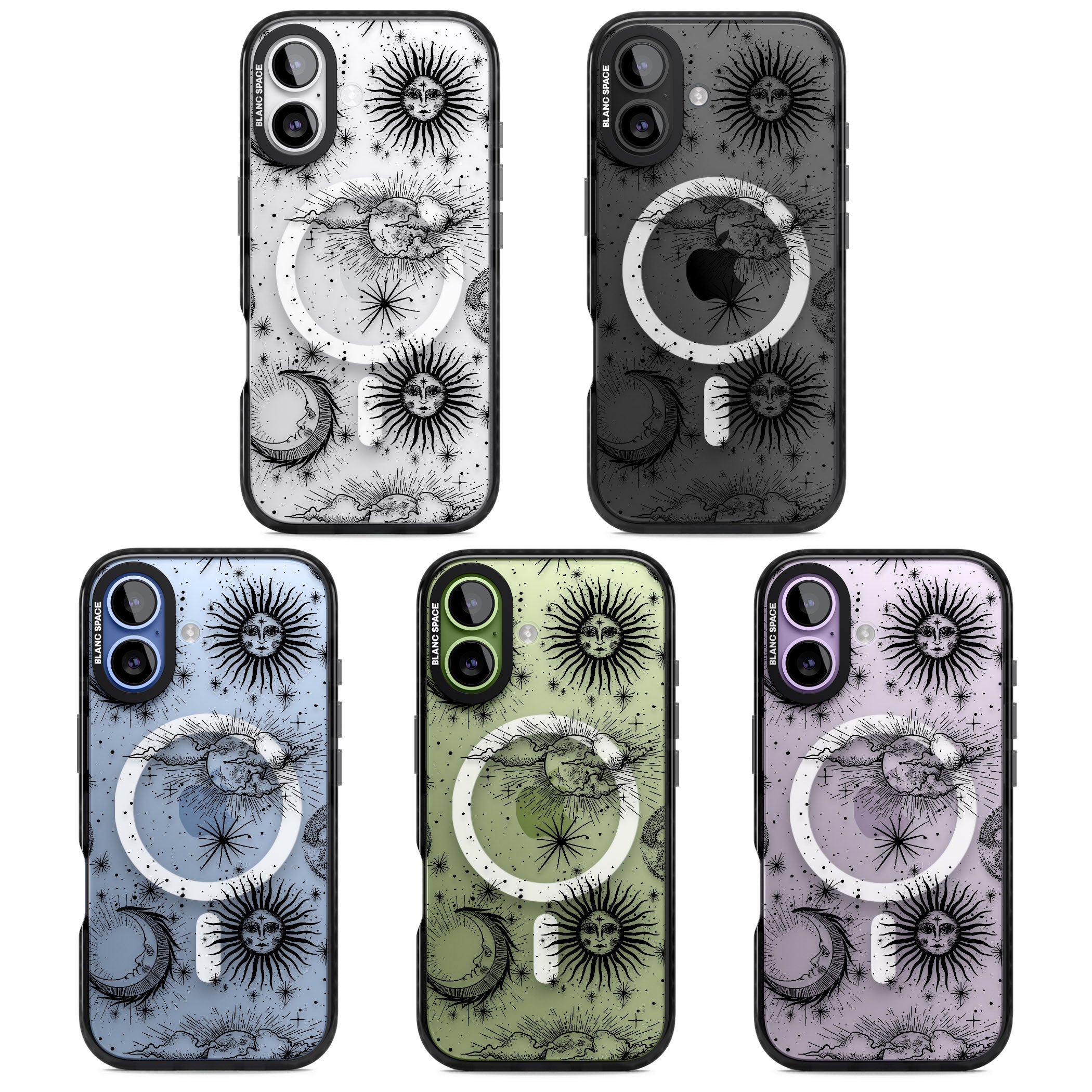 Suns, Moons & Clouds iPhone 17 Impact Pro Black Phone Case APT Impact Protection