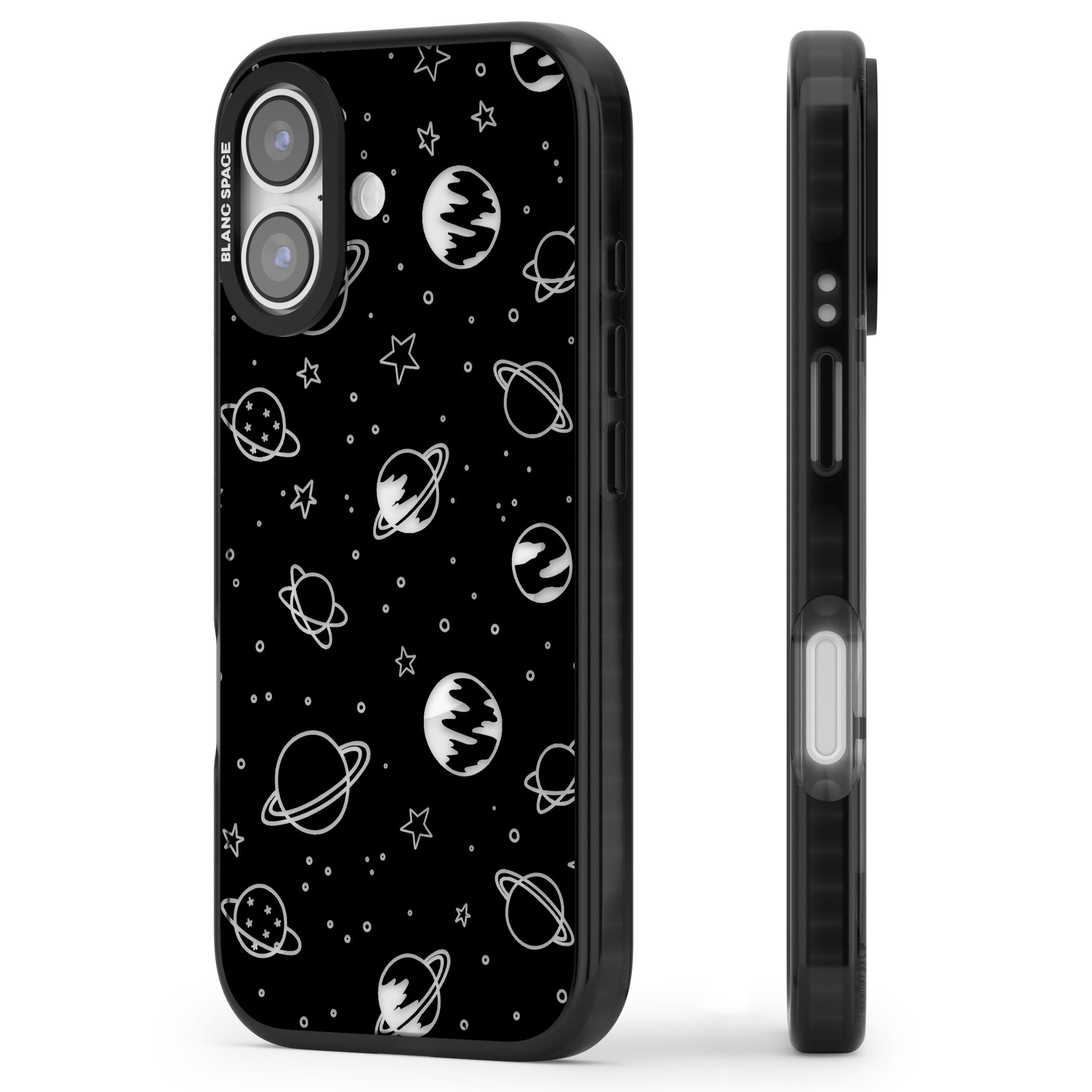 Cosmic Sketch Clear Black iPhone 17 Impact Pro Black Phone Case Side Profile