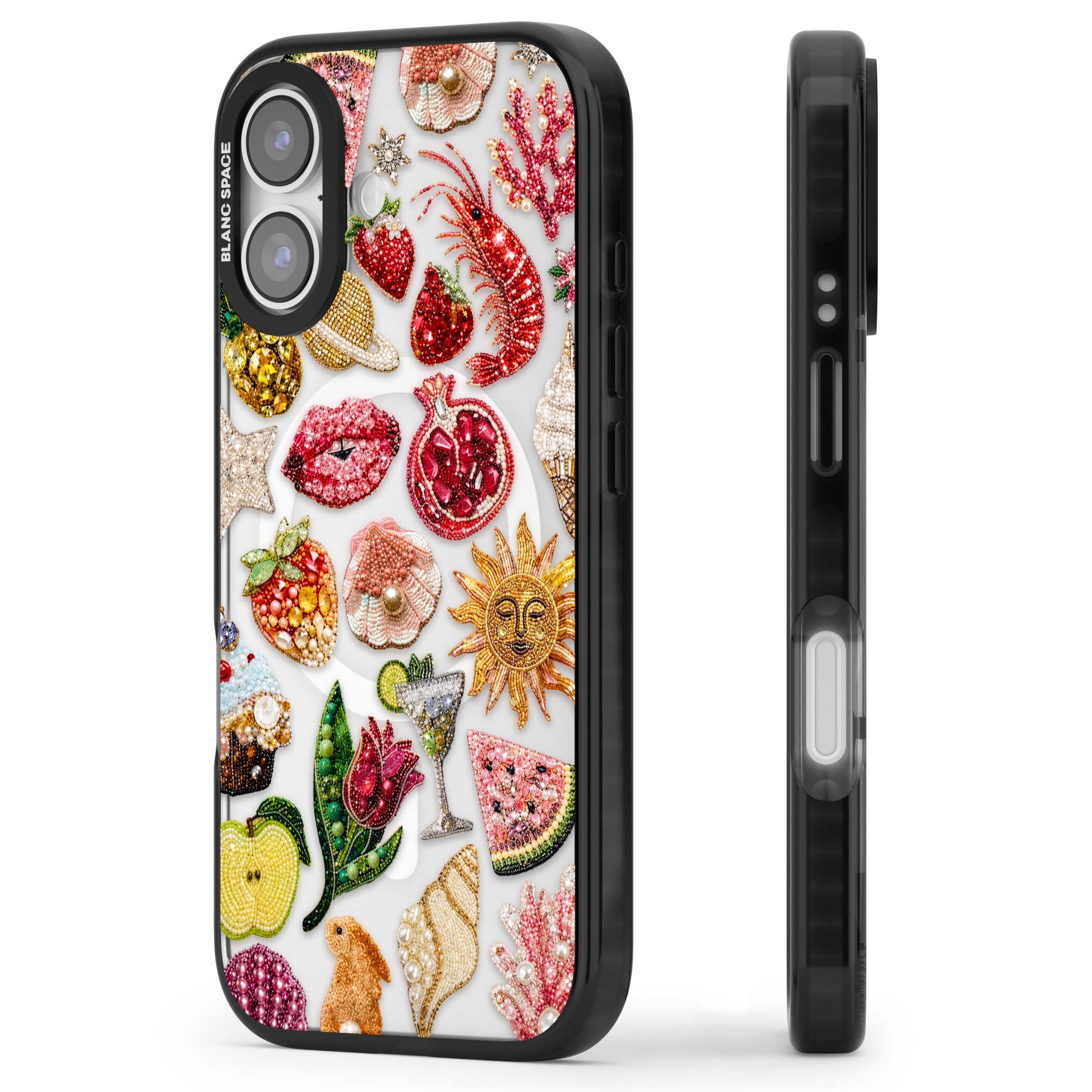 Beaded Riviera coquette iPhone case | Black Impact Magsafe case for iPhone 17