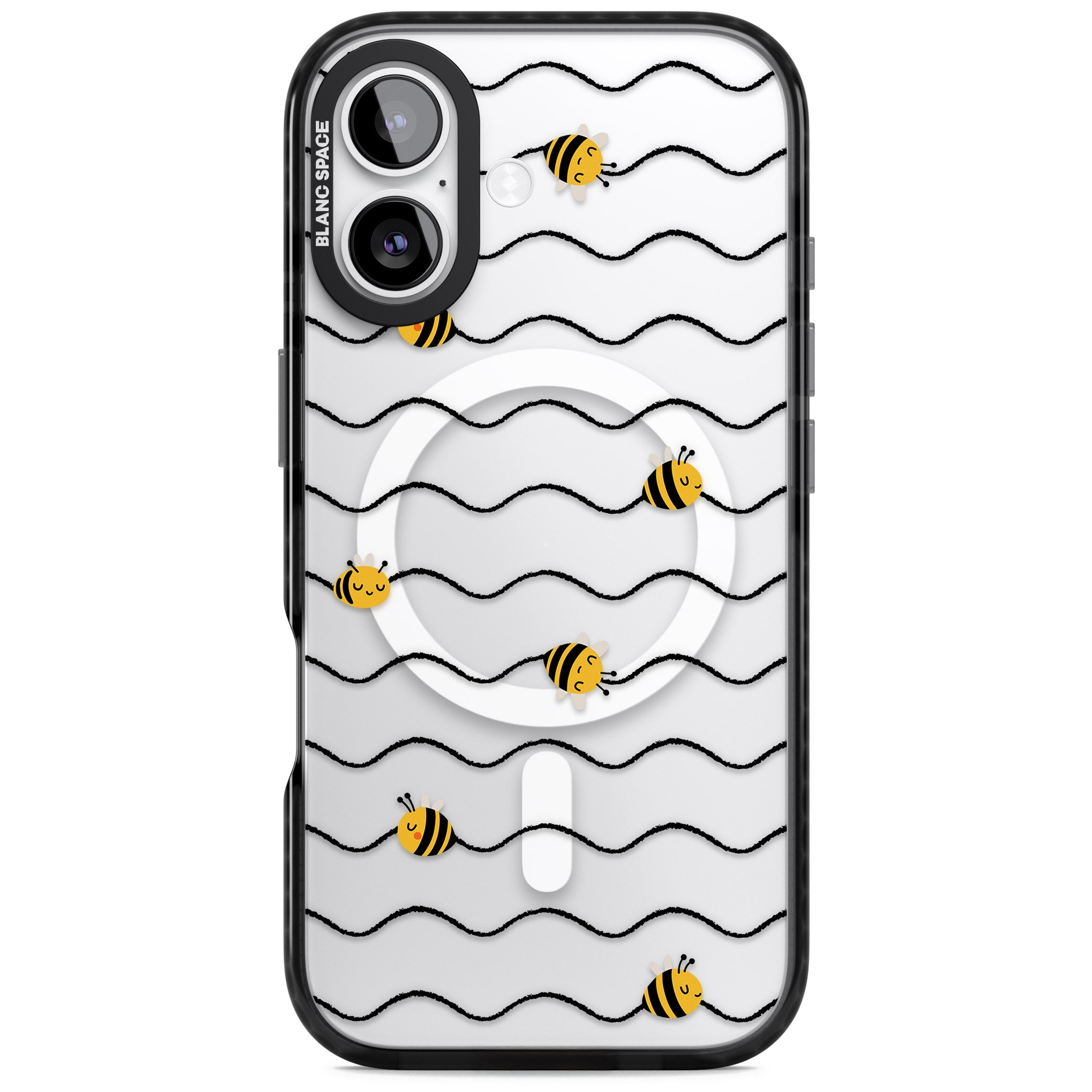 Bee Wave Pattern iPhone 17 Impact Pro Black Phone Case