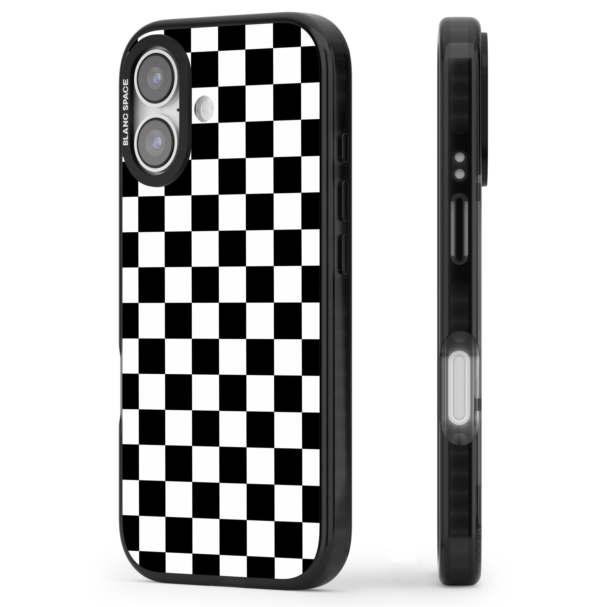 Black Checkered iPhone 17 Impact Pro Black Phone Case Side Profile