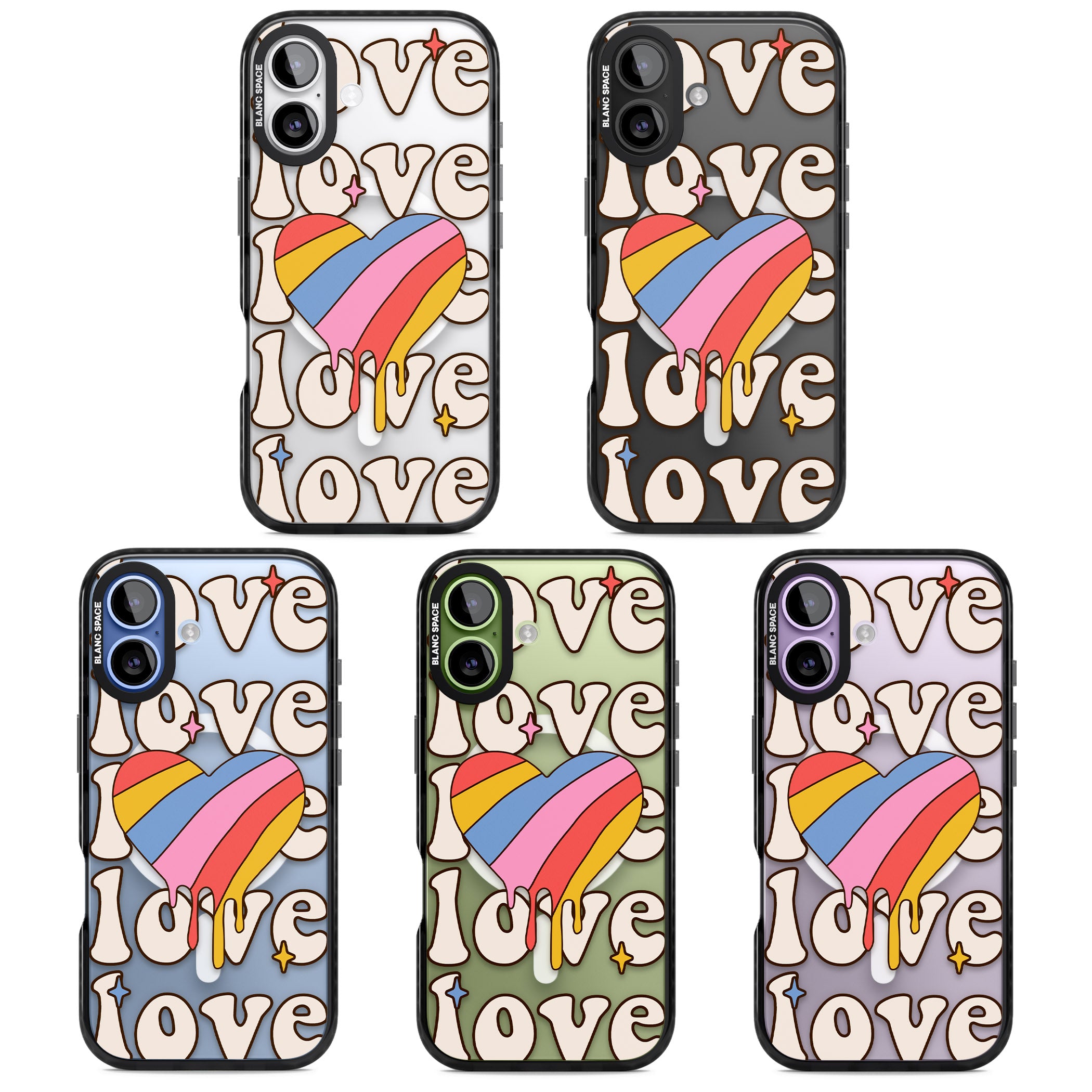 Groovy Love iPhone 17 Impact Pro Black Phone Case APT Impact Protection