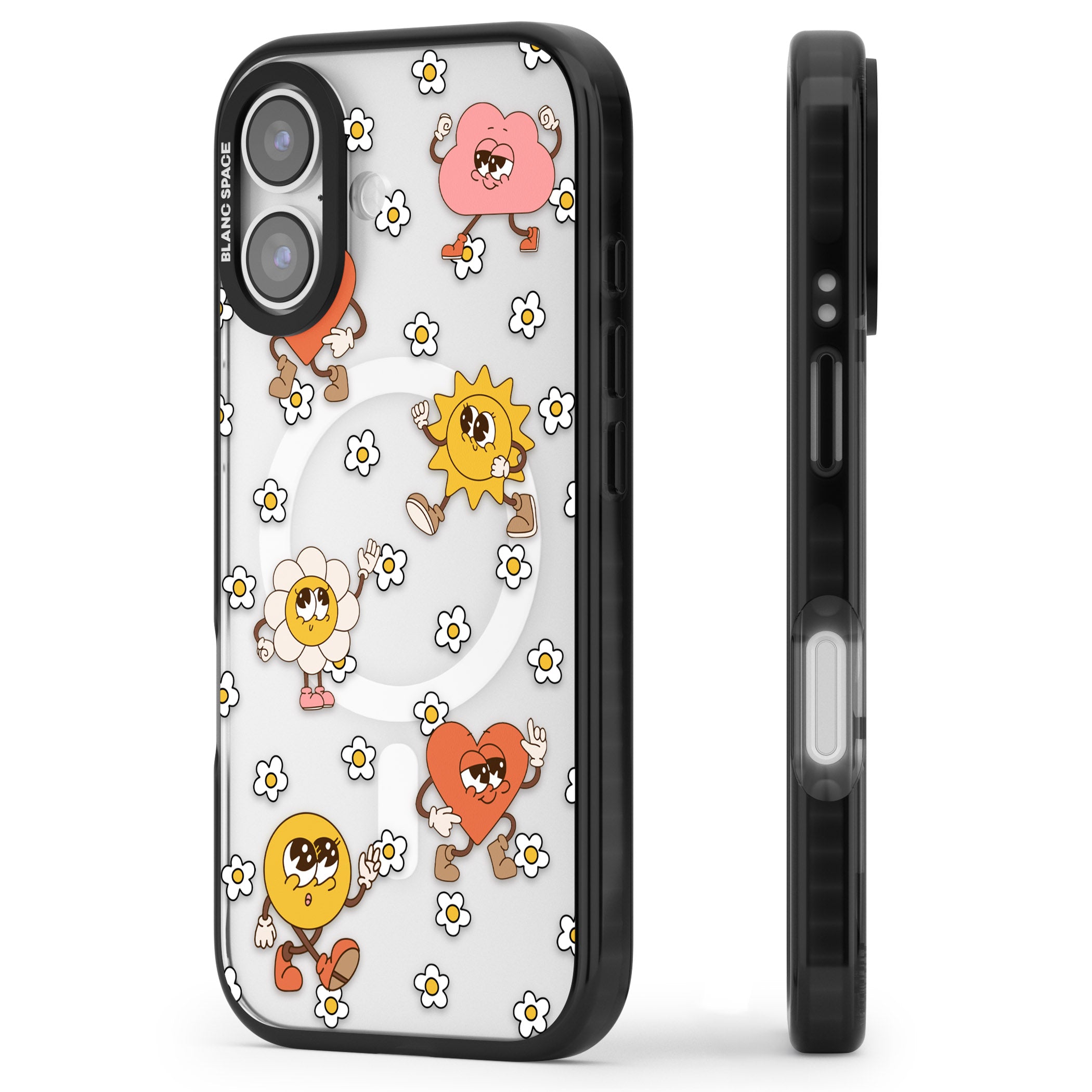 Daisies & Friends iPhone 17 Impact Pro Black Phone Case Side Profile
