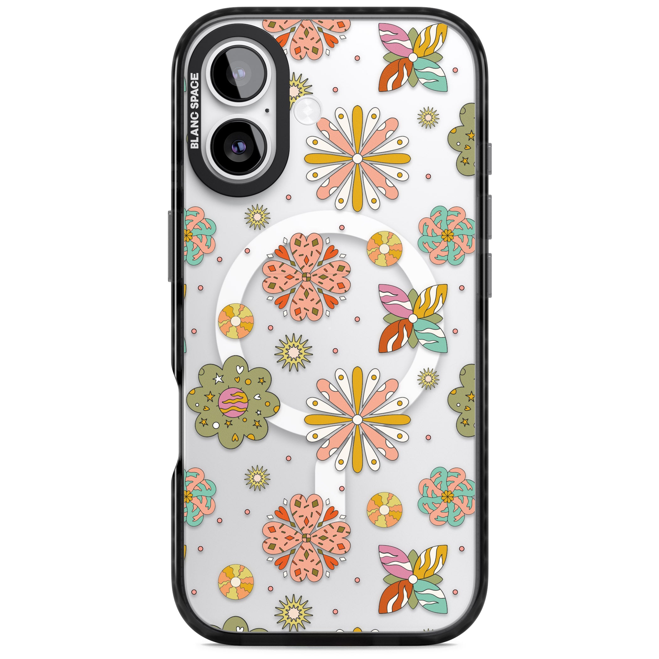 Boho Celestial Psychedelic Floral iPhone 17 Impact Pro Black Phone Case