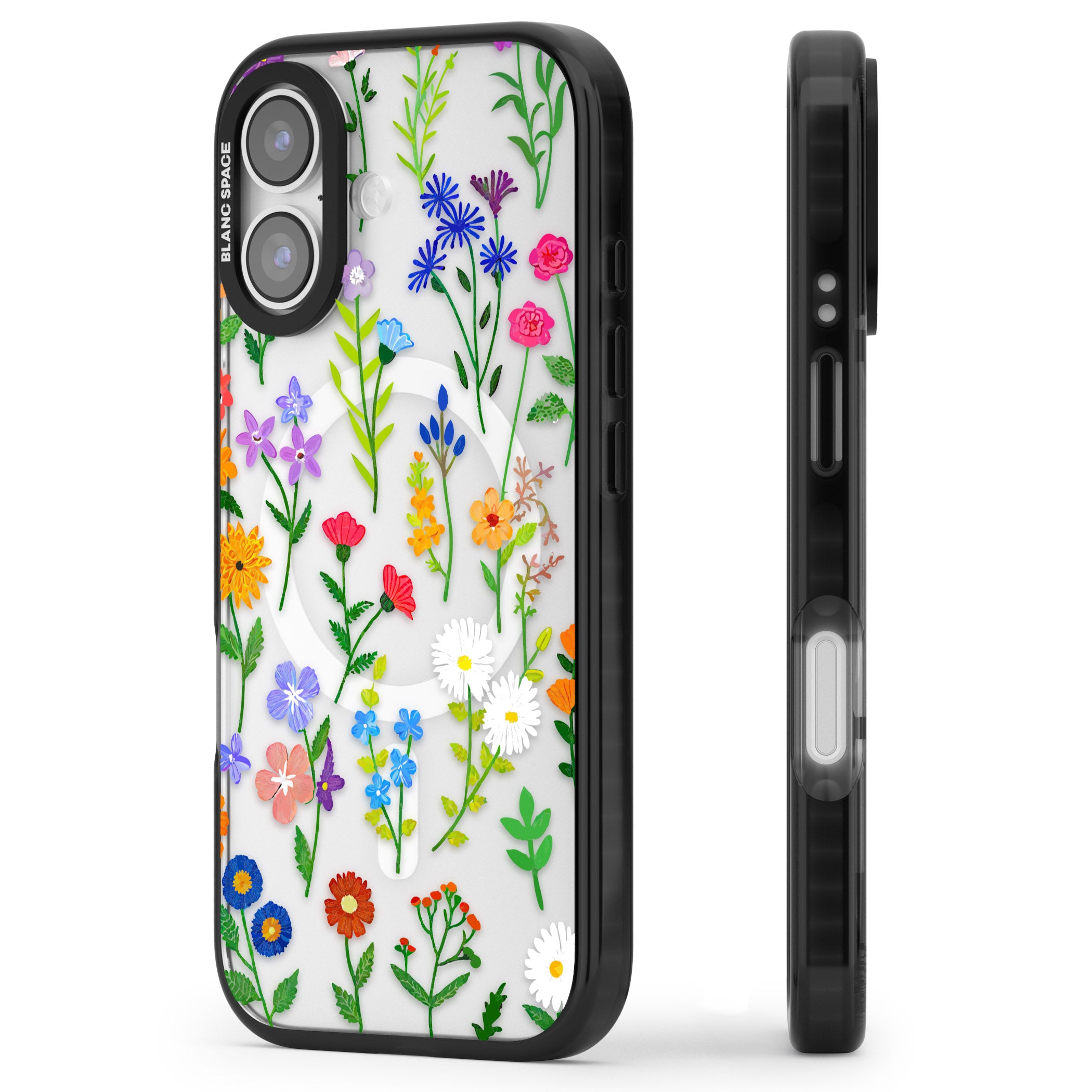 Wildflower Garden iPhone 17 Impact Pro Black Phone Case Side Profile