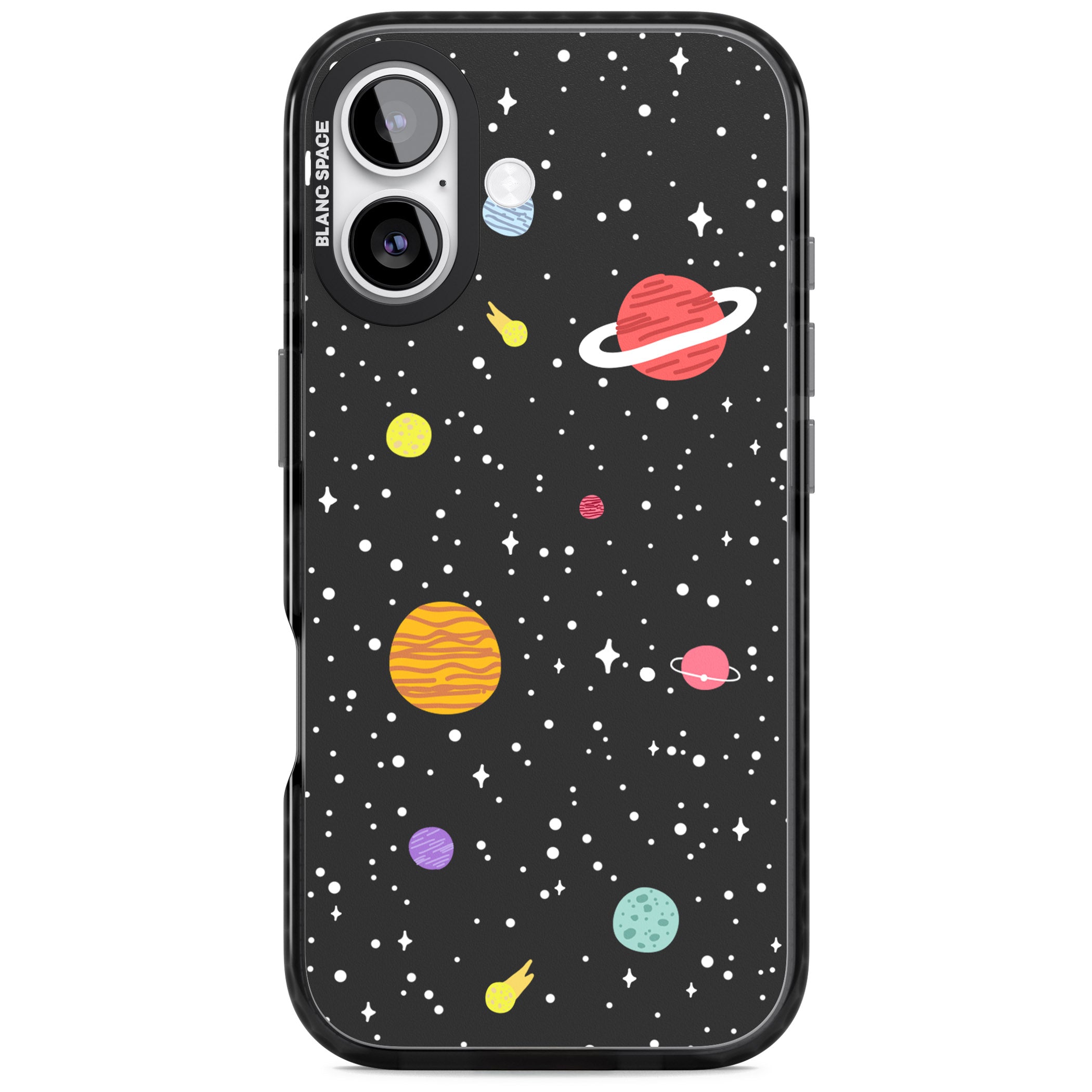 Cute Cartoon Planets iPhone 17 Impact Pro Black Phone Case