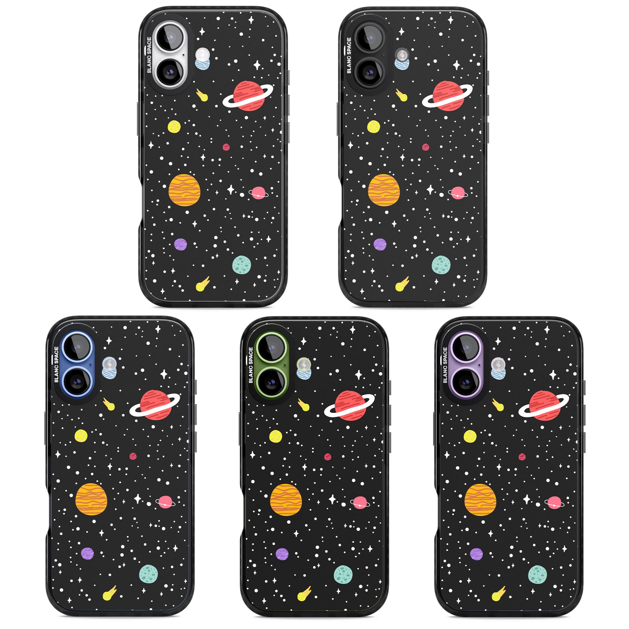Cute Cartoon Planets iPhone 17 Impact Pro Black Phone Case APT Impact Protection