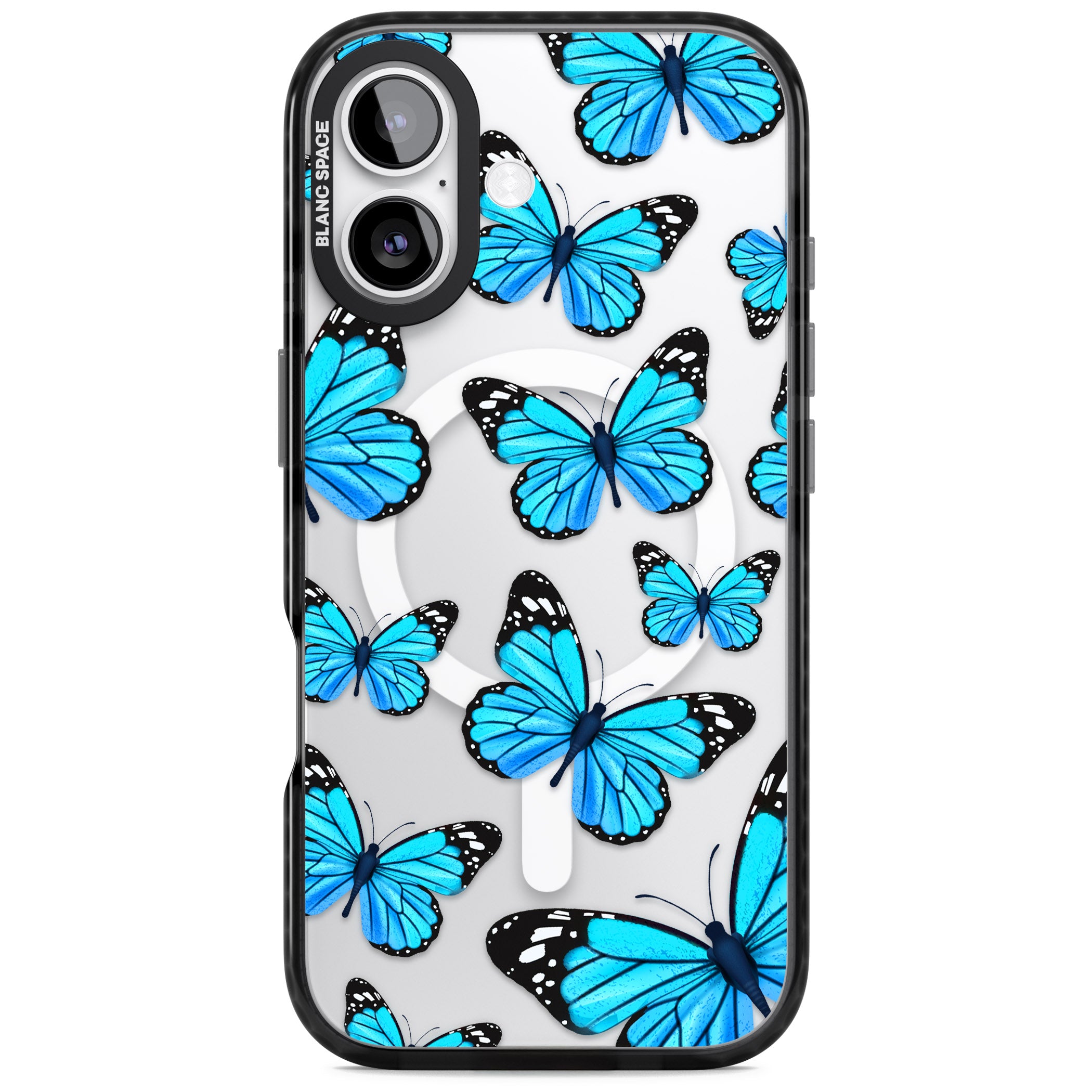 Blue Butterflies iPhone 17 Impact Pro Black Phone Case