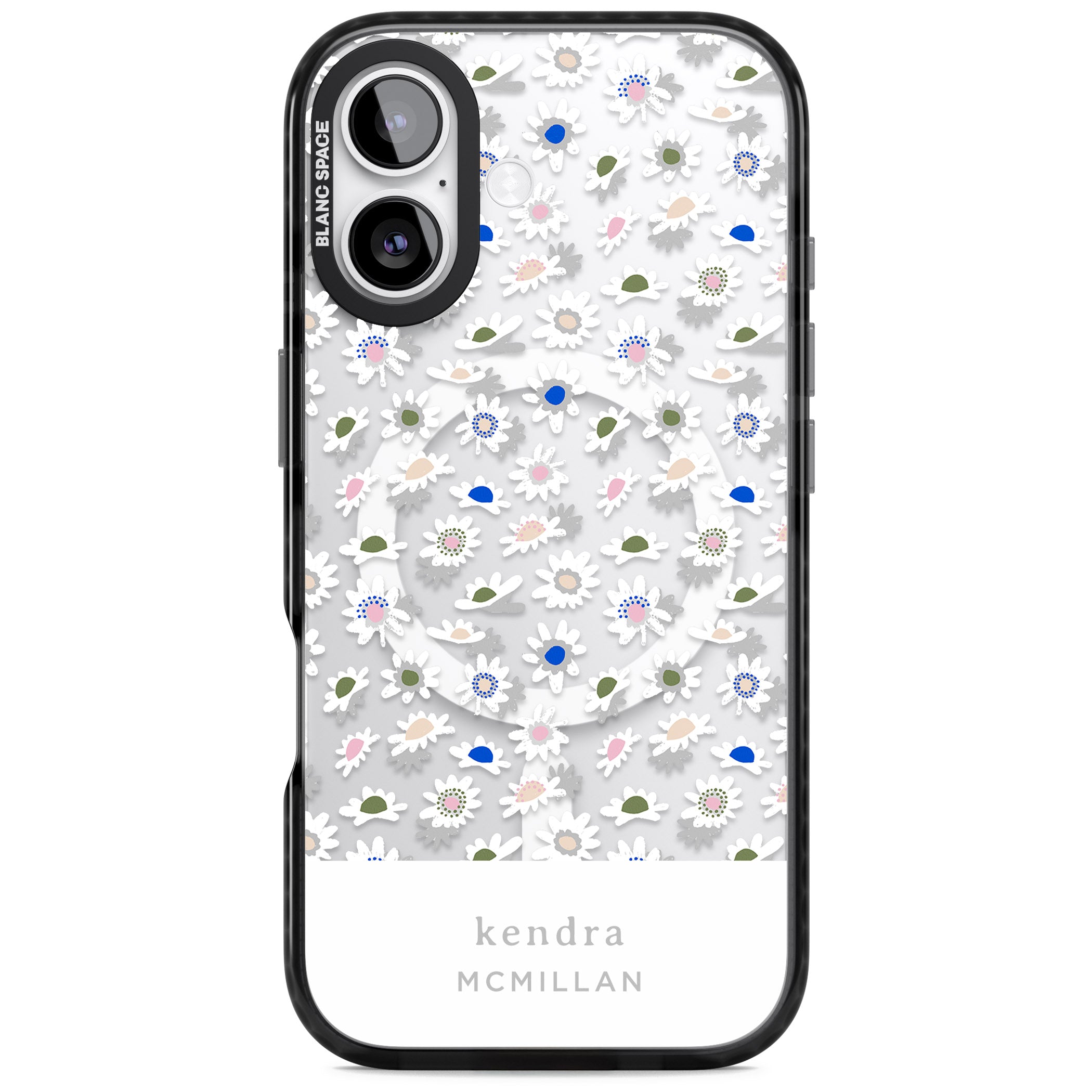 Personalised Grey & White Daisies iPhone 17 Impact Pro Black Phone Case