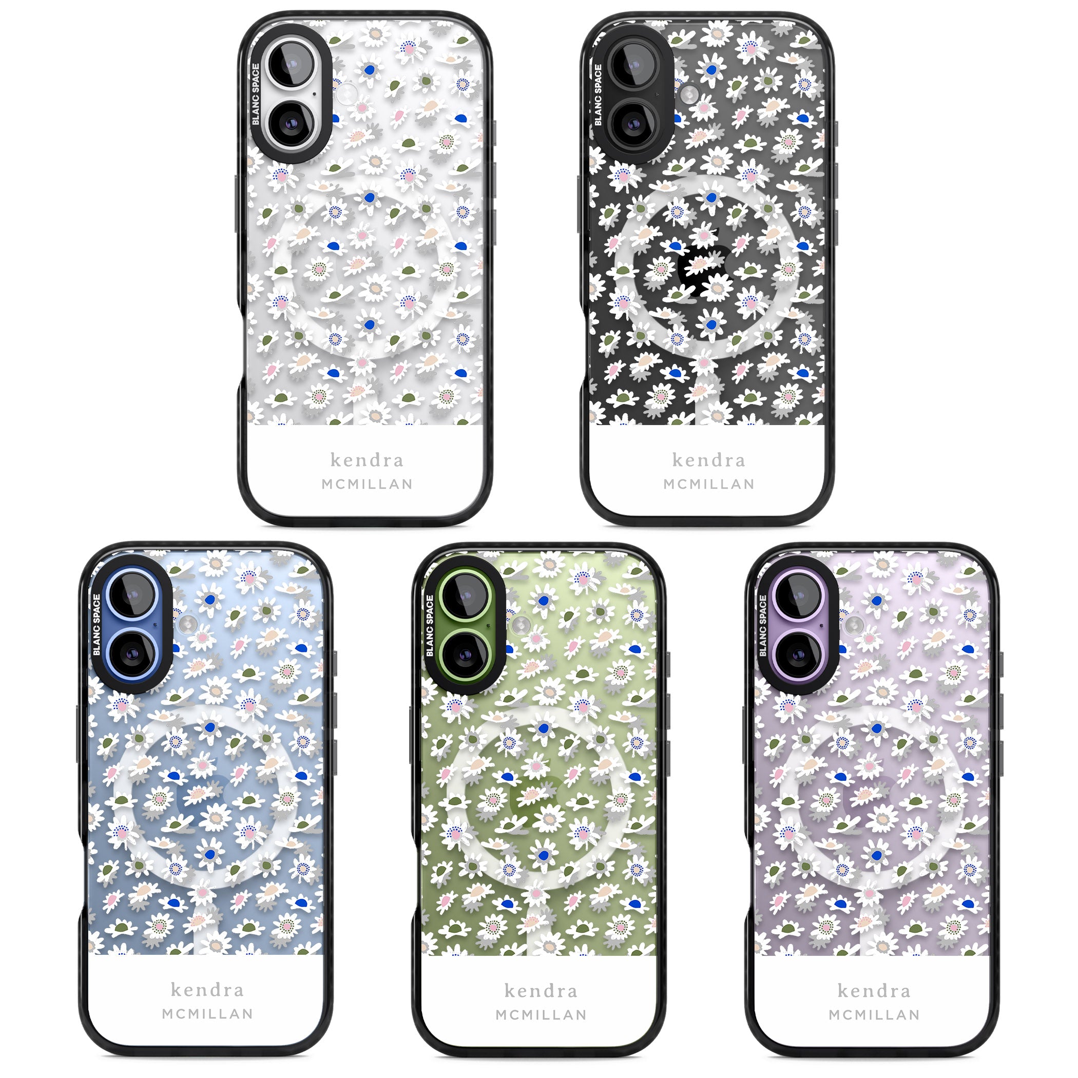 Personalised Grey & White Daisies iPhone 17 Impact Pro Black Phone Case APT Impact Protection