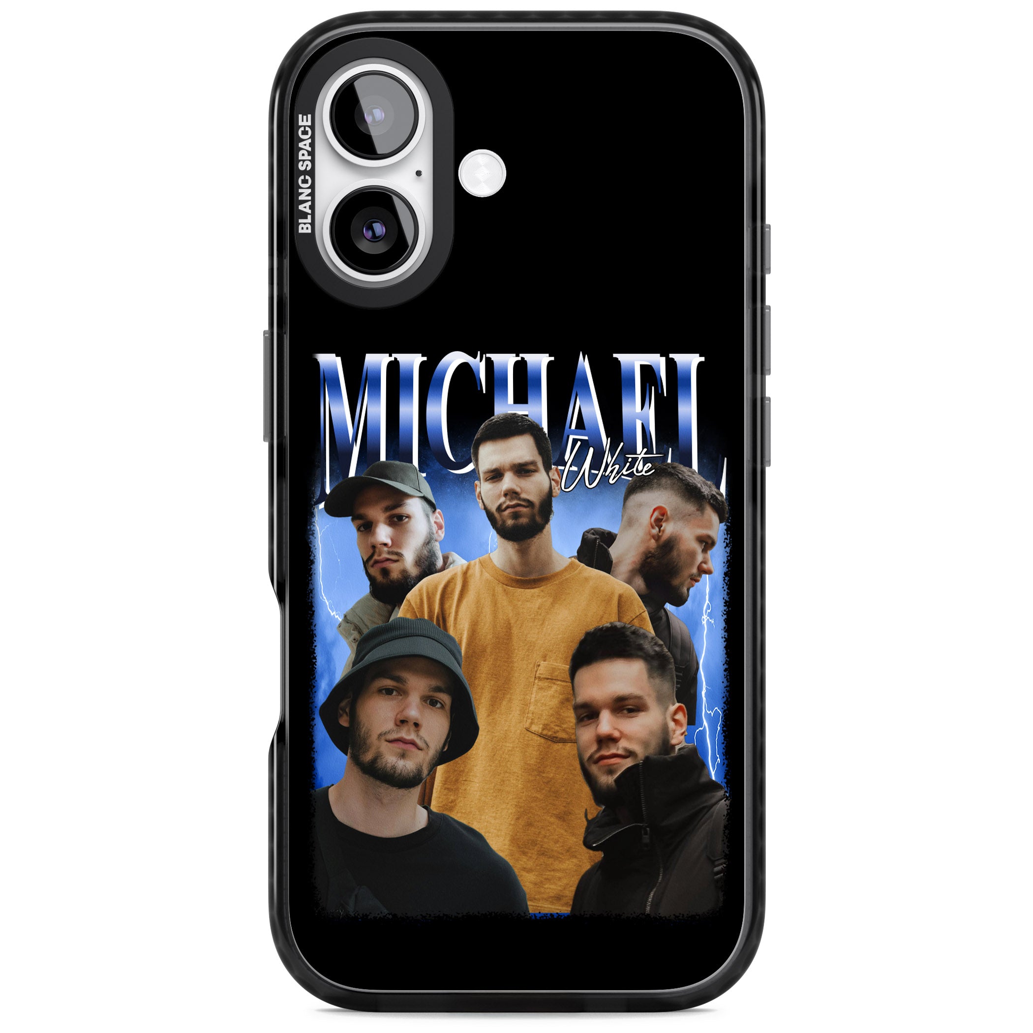 Personalised Airbrush Name & Photo Collage (Blue) iPhone 17 Impact Pro Black Phone Case