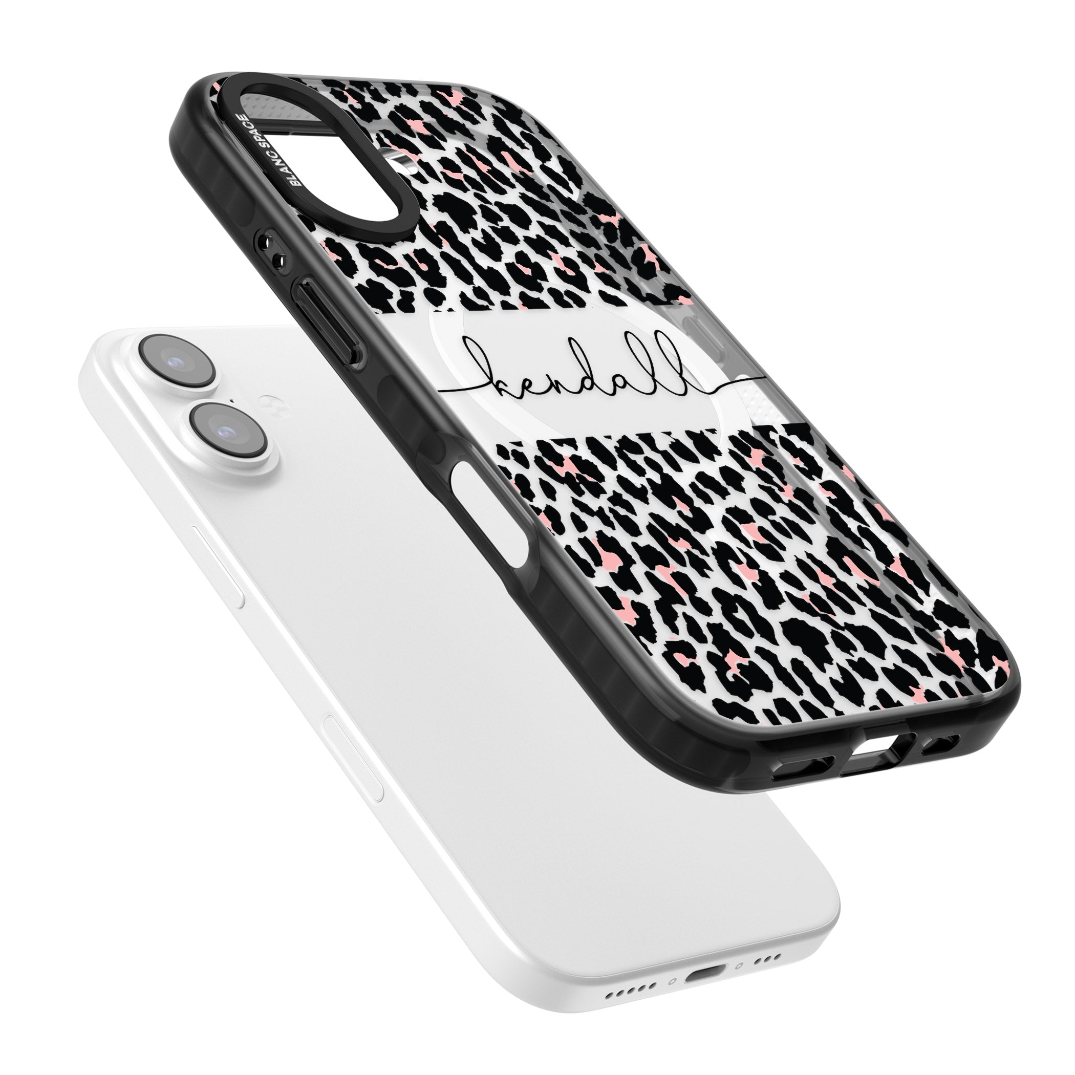 Personalised Cursive Leopard Spots iPhone 17 Impact Pro Black Phone Case Colours