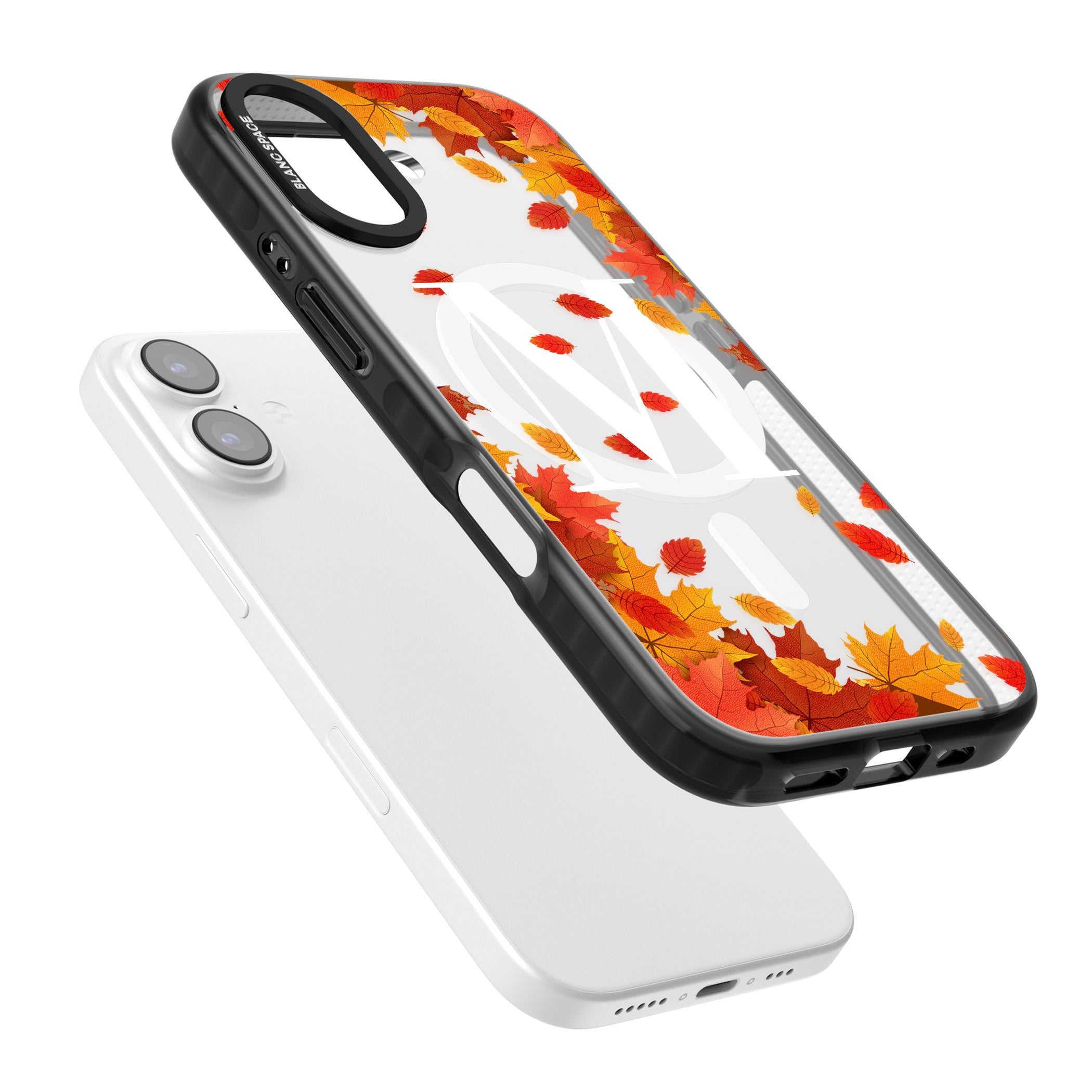 Personalised Autumn Leaves Monogram iPhone 17 Impact Pro Black Phone Case Colours