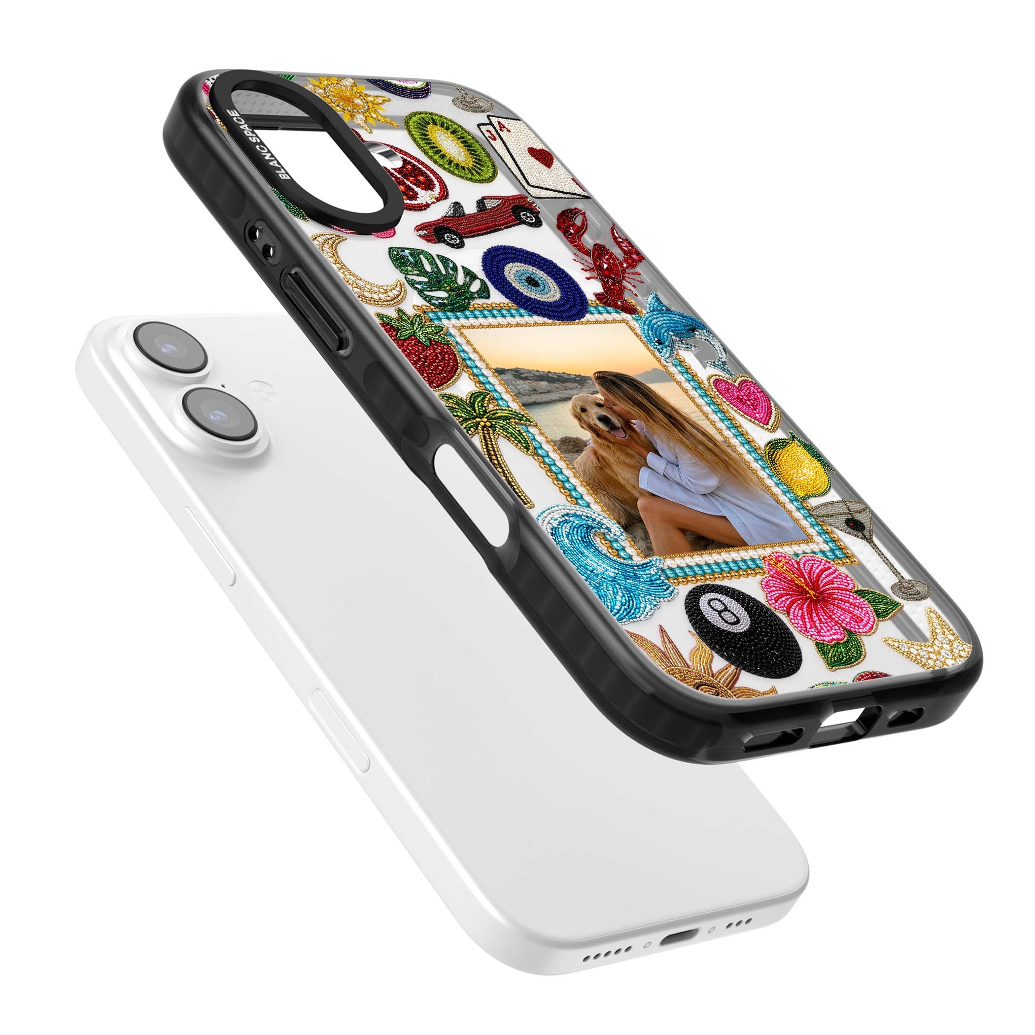 Beaded Photo coastal iPhone case | Black Impact Magsafe case for iPhone 17