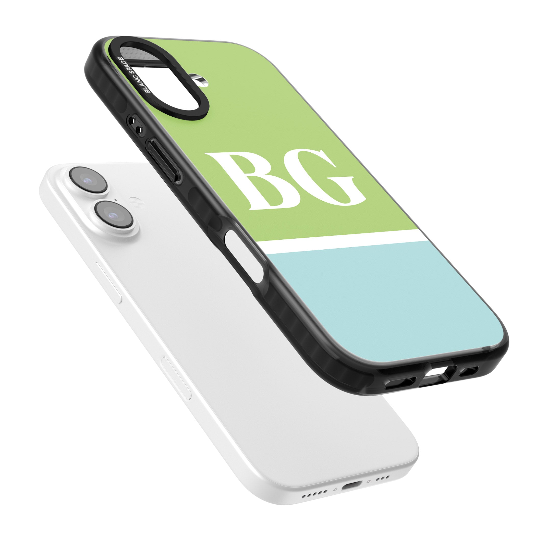 Personalised Colorblock: Green & Turquoise iPhone 17 Impact Pro Black Phone Case Colours