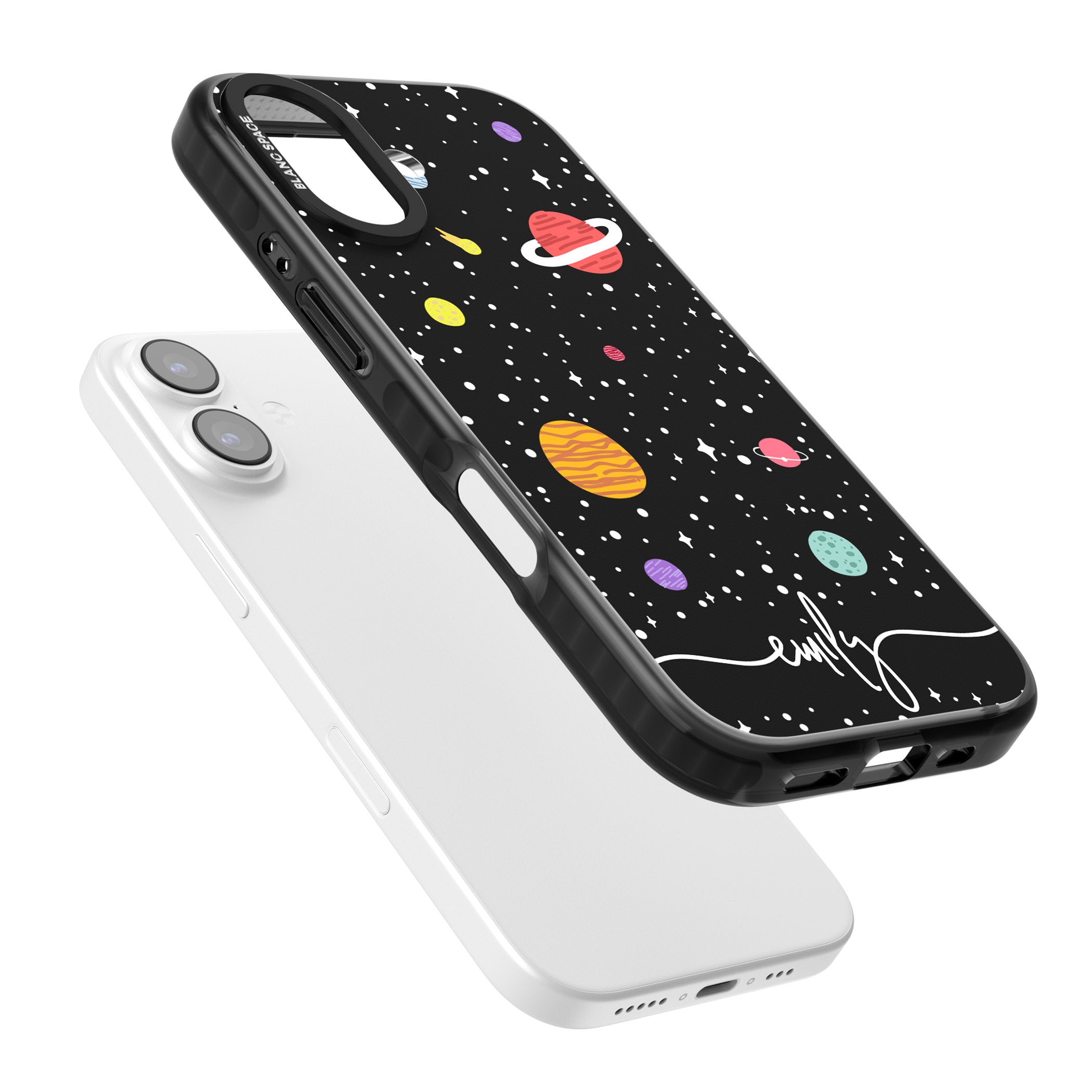 Personalised Cute Cartoon Planet iPhone 17 Impact Pro Black Phone Case Colours