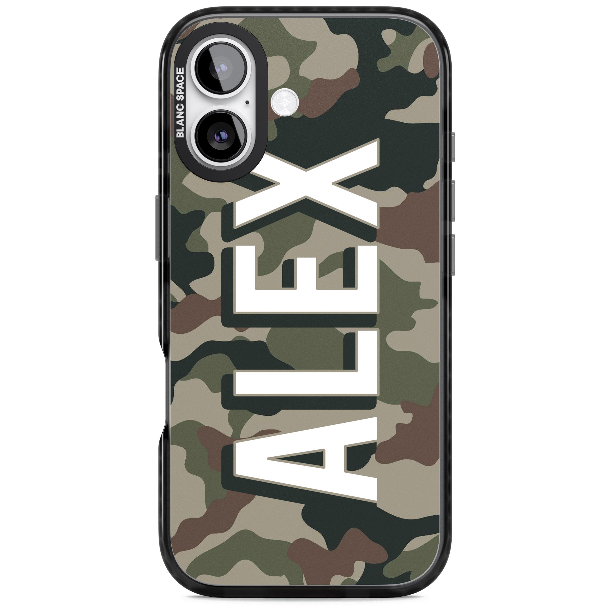 Personalised Classic Green Camo iPhone 17 Impact Pro Black Phone Case