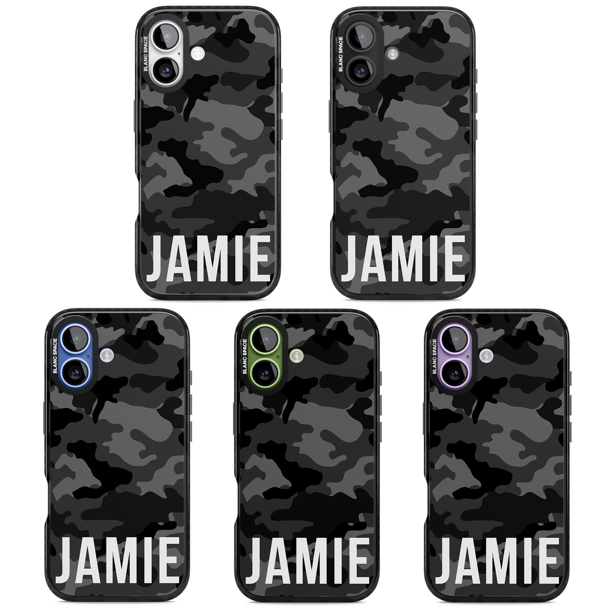 Personalised Black Camo Name Horizontal iPhone 17 Impact Pro Black Phone Case APT Impact Protection