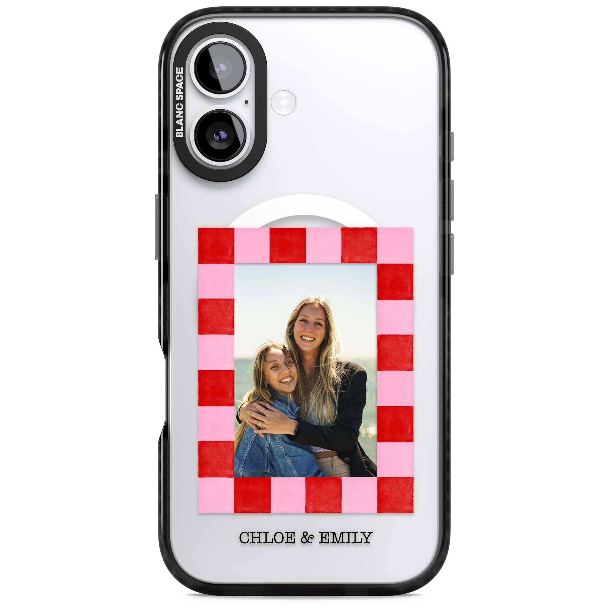 Bubblegum Check Photo for her iPhone case | Black Impact Magsafe case for iPhone 17