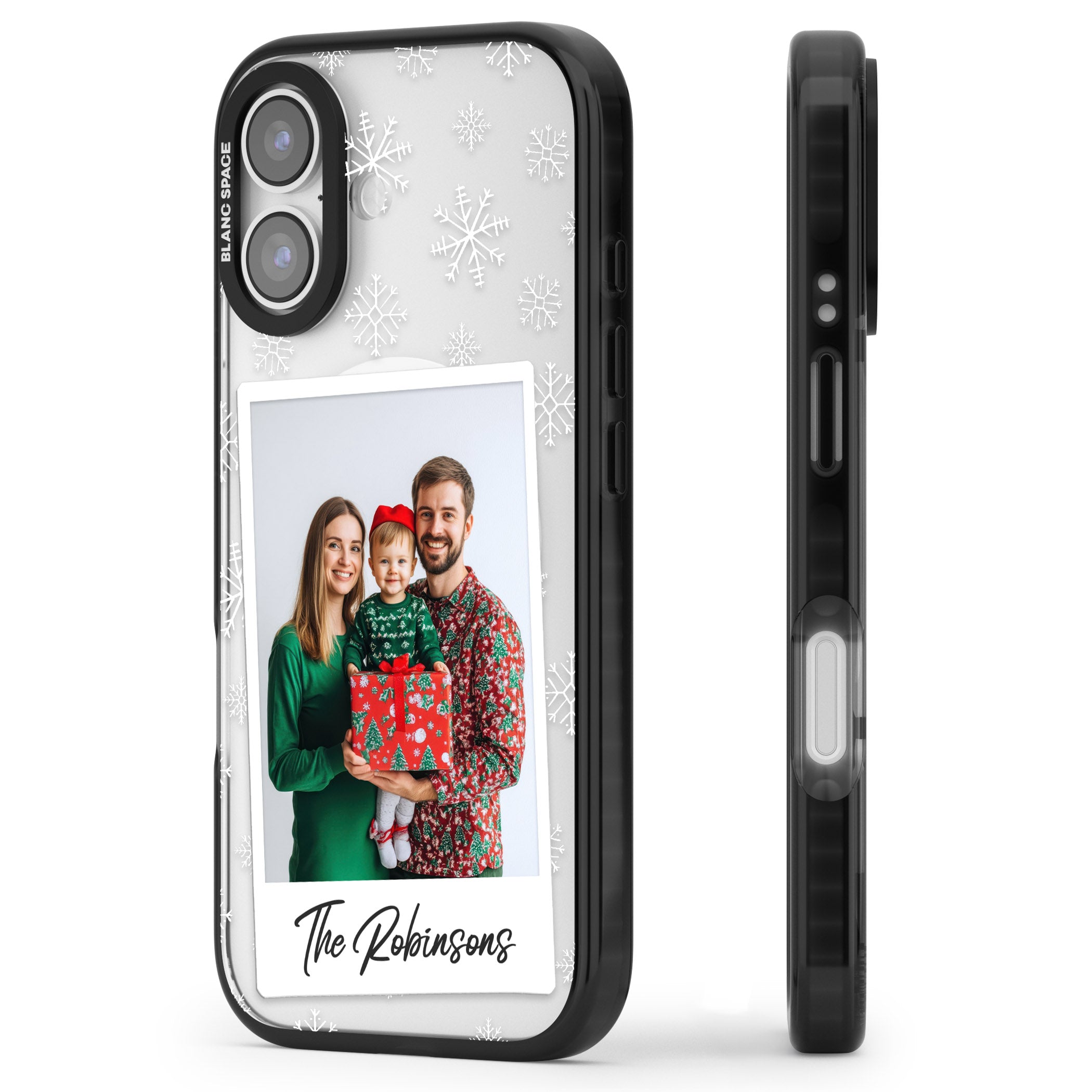 Personalised Snowflake Photo iPhone 17 Impact Pro Black Phone Case Side Profile