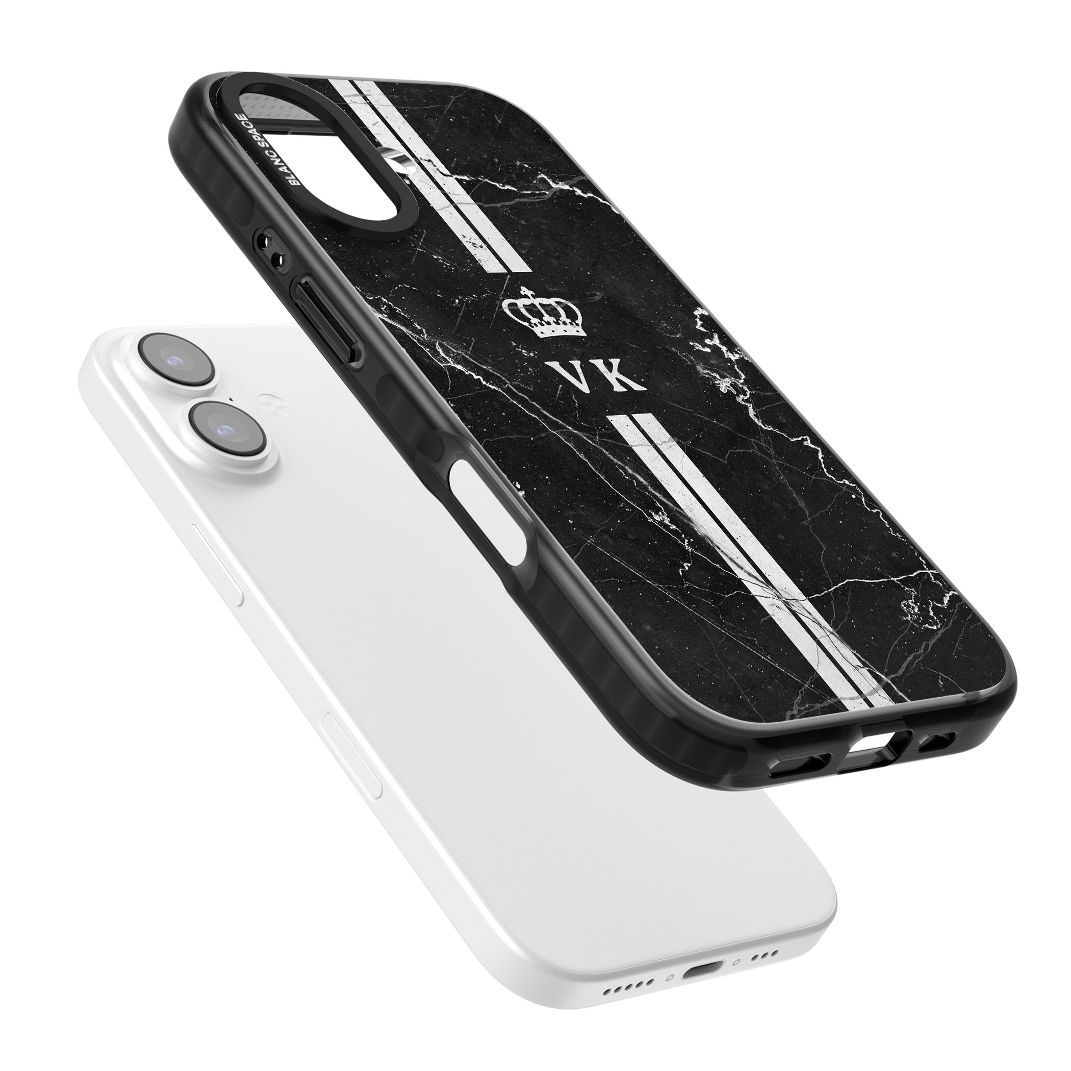 Personalised Black Marble Stripe Initials iPhone 17 Impact Pro Black Phone Case Colours