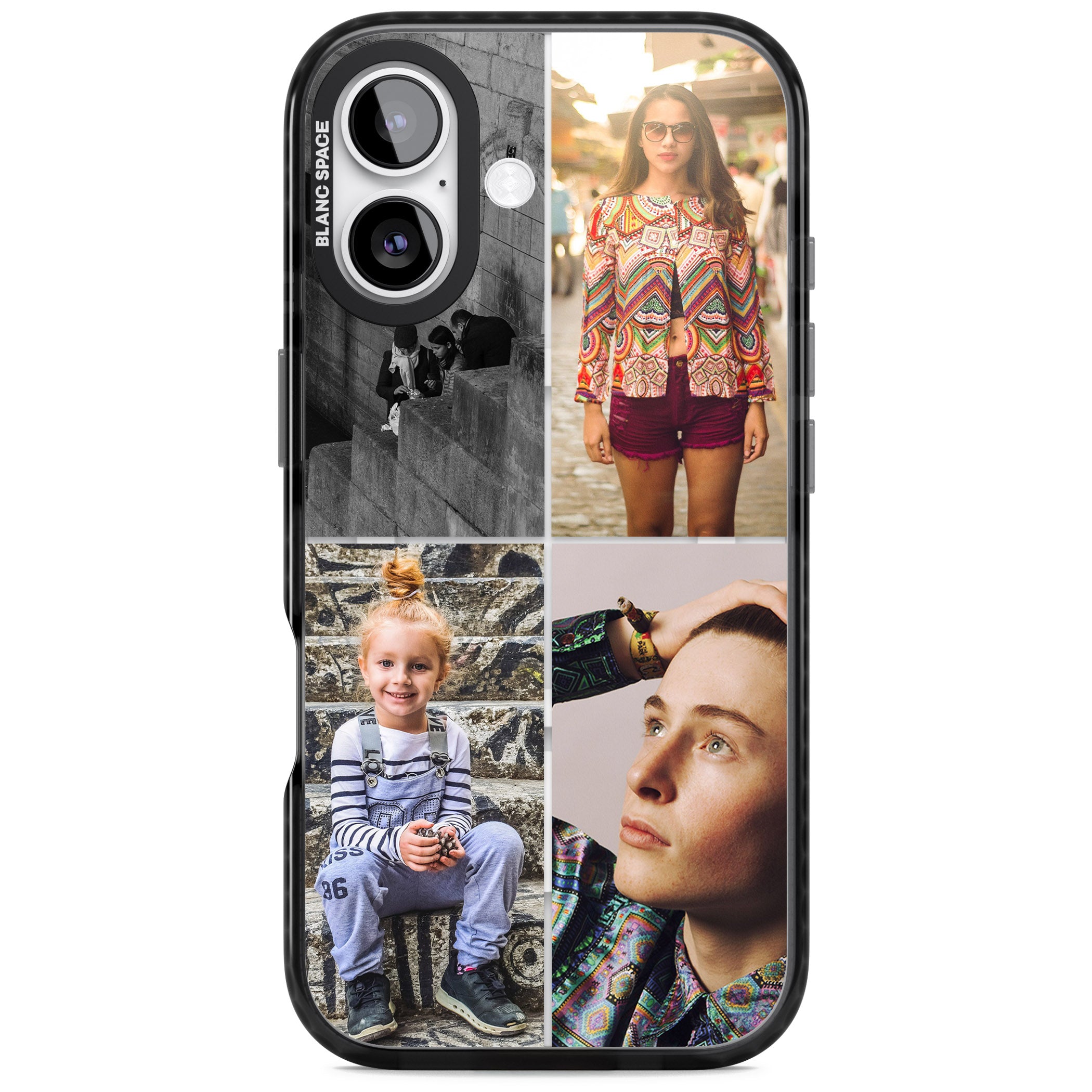 Personalised 4 Photo Grid iPhone 17 Impact Pro Black Phone Case