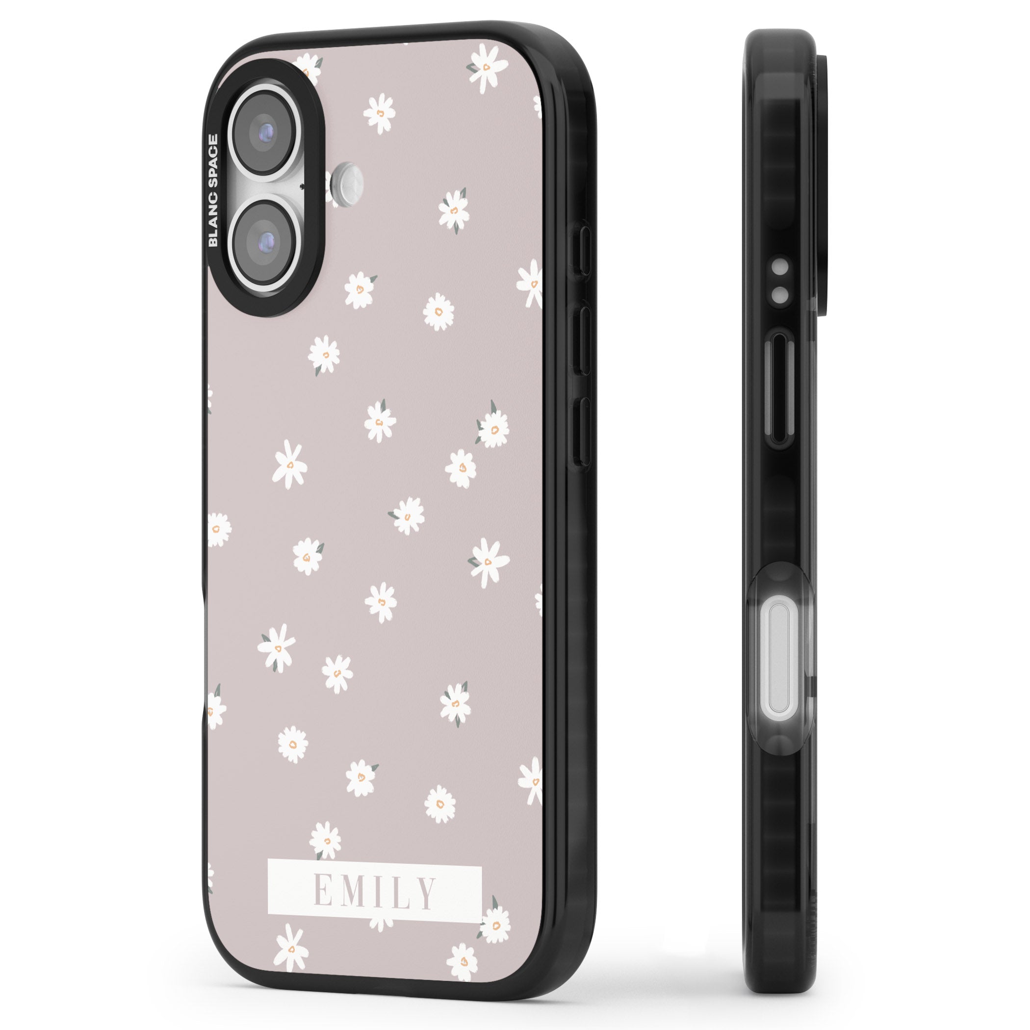 Personalised Dusty Daisy iPhone 17 Impact Pro Black Phone Case Side Profile