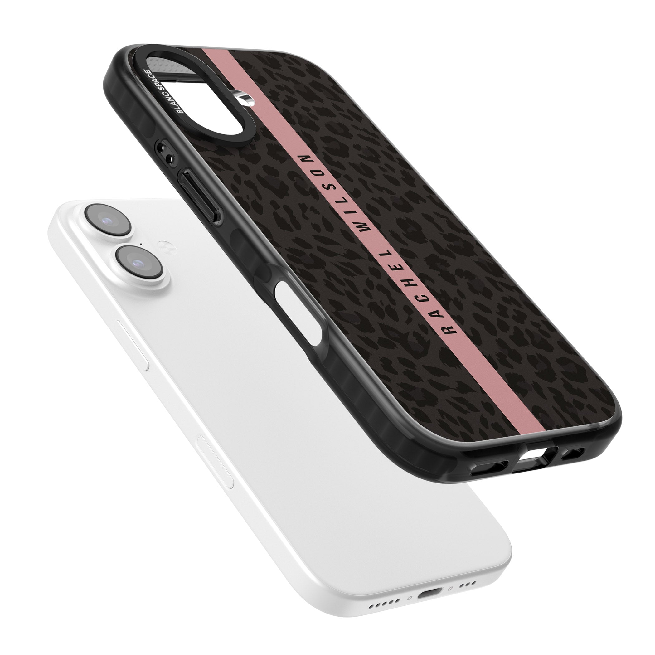 Personalised Pink Stripe Leopard iPhone 17 Impact Pro Black Phone Case Colours
