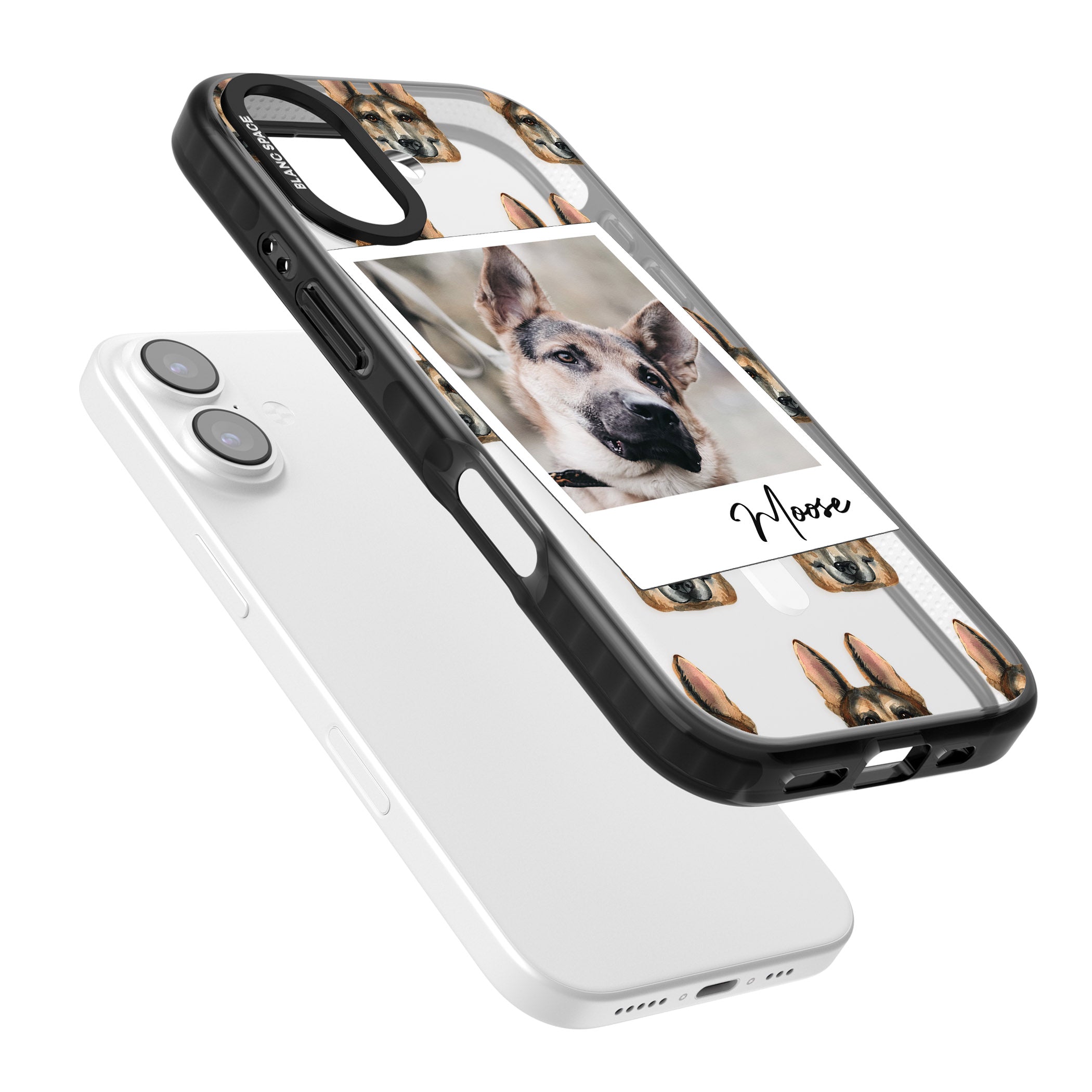 Personalised German Shepherd Instant Camera Photo iPhone 17 Impact Pro Black Phone Case Colours