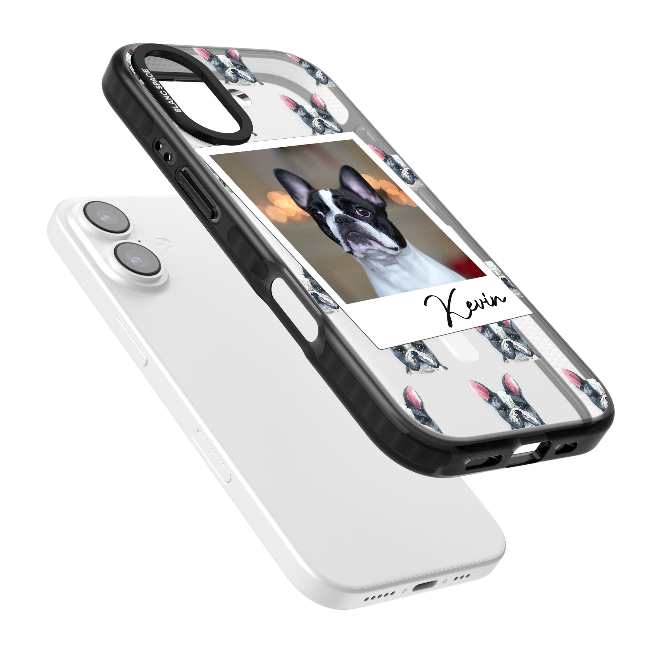 Personalised Black & White French Bulldog Instant Camera Photo iPhone 17 Impact Pro Black Phone Case Colours