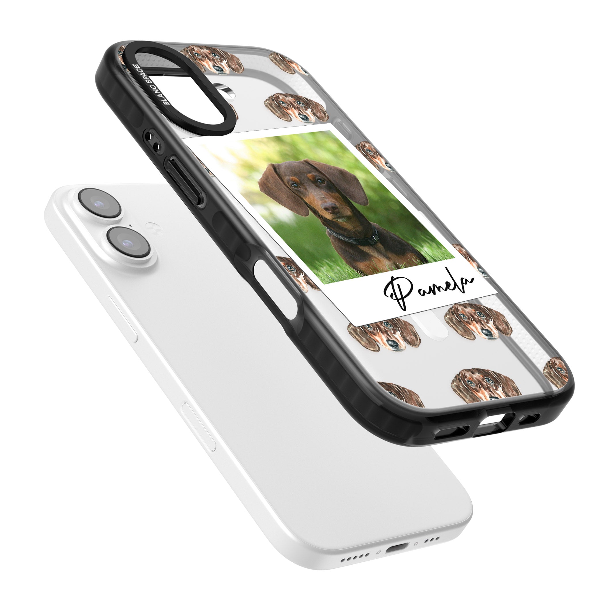 Personalised Brown Dachshund Instant Camera Photo iPhone 17 Impact Pro Black Phone Case Colours