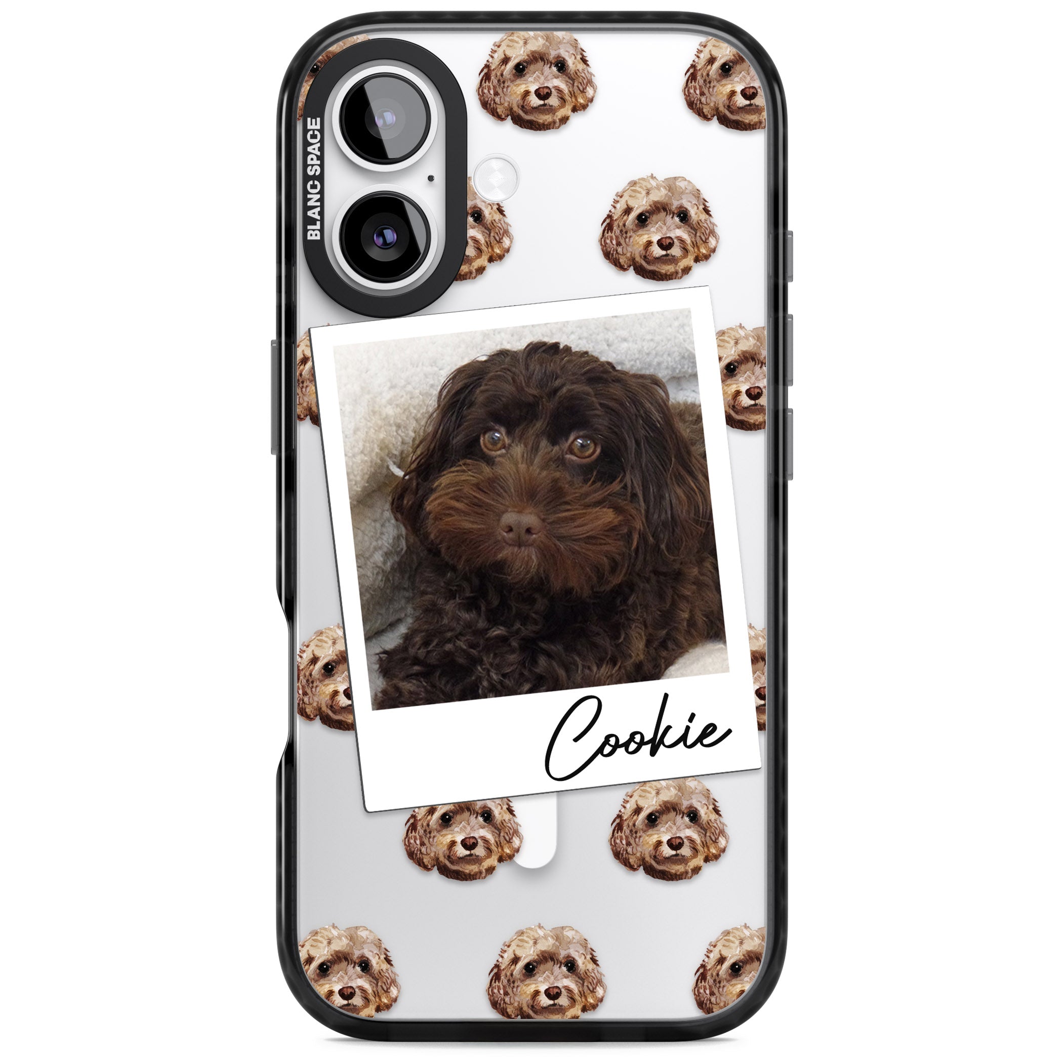 Personalised Brown Cockapoo Instant Camera Photo iPhone 17 Impact Pro Black Phone Case