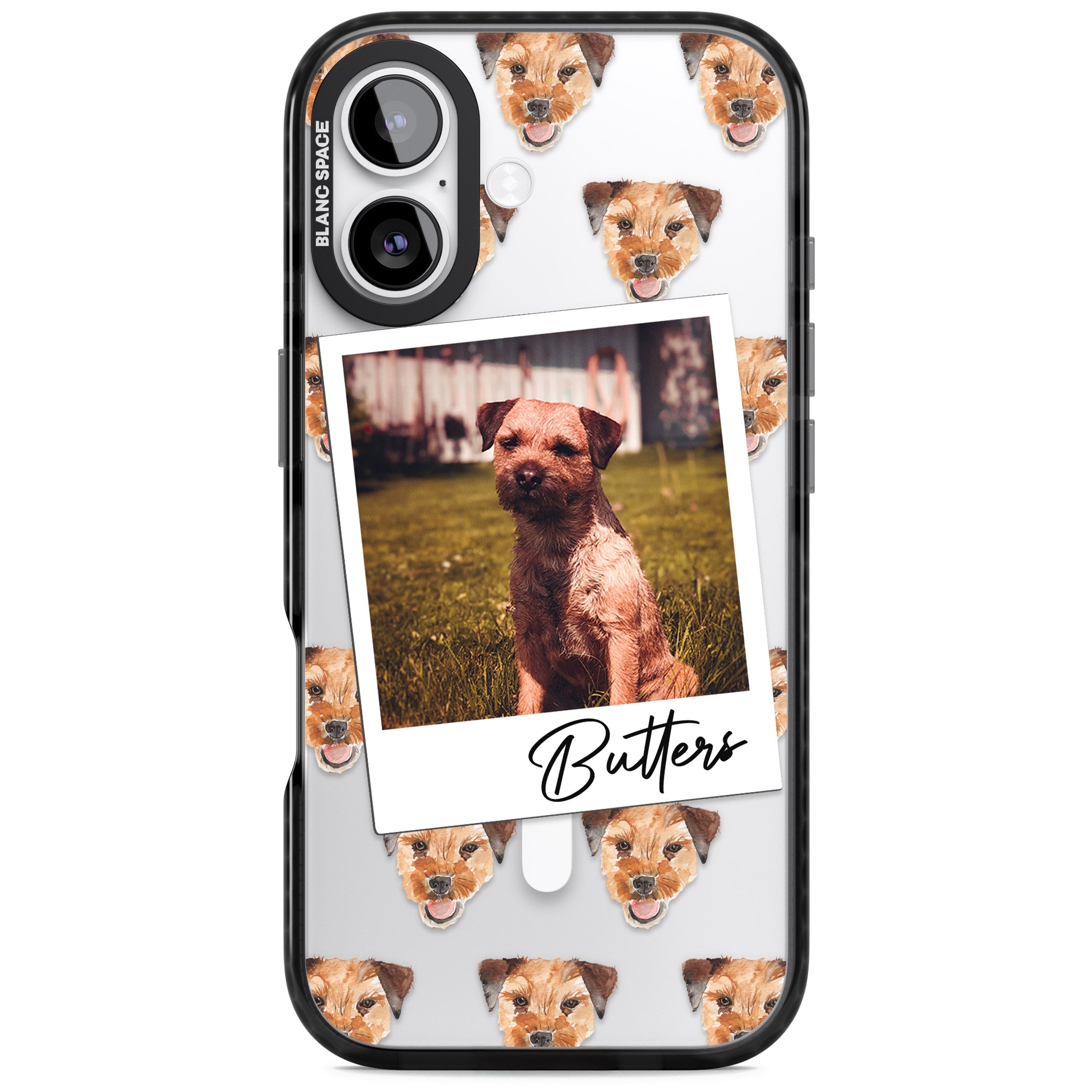 Personalised Border Terrier Instant Camera Photo iPhone 17 Impact Pro Black Phone Case